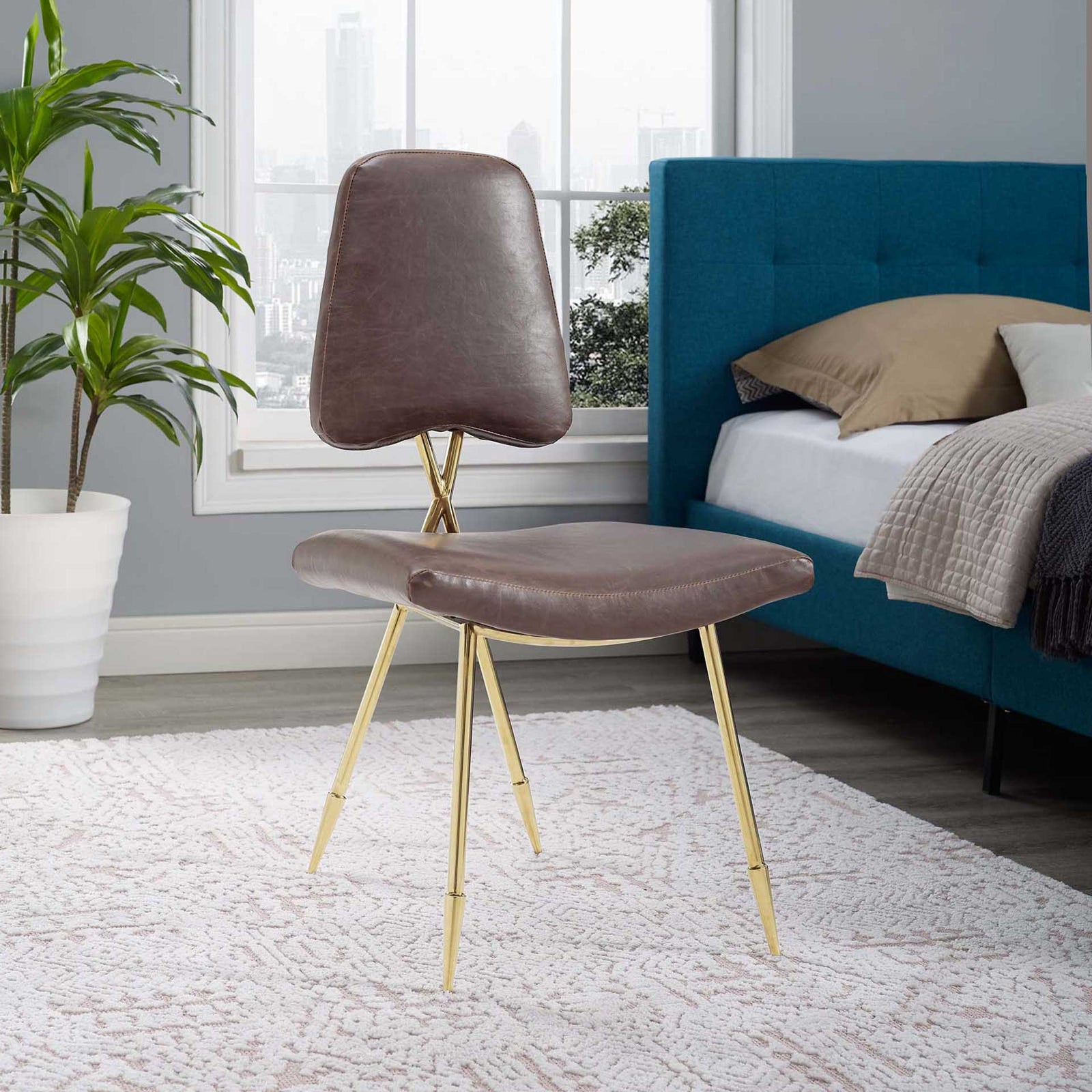 Palmer Faux Leather Dining Side Chair Brown