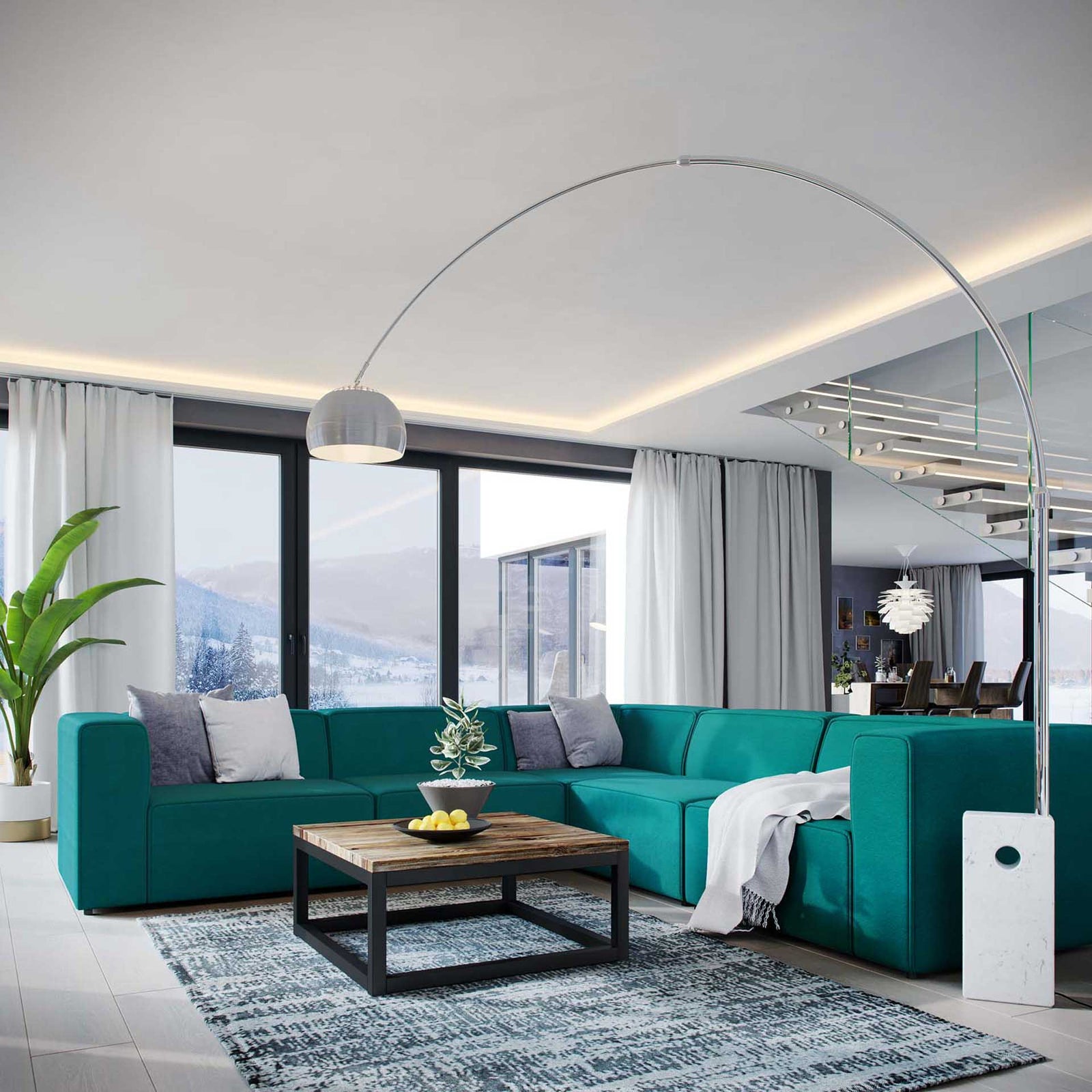 Maisie 5 Piece Corner Sectional Sofa Teal