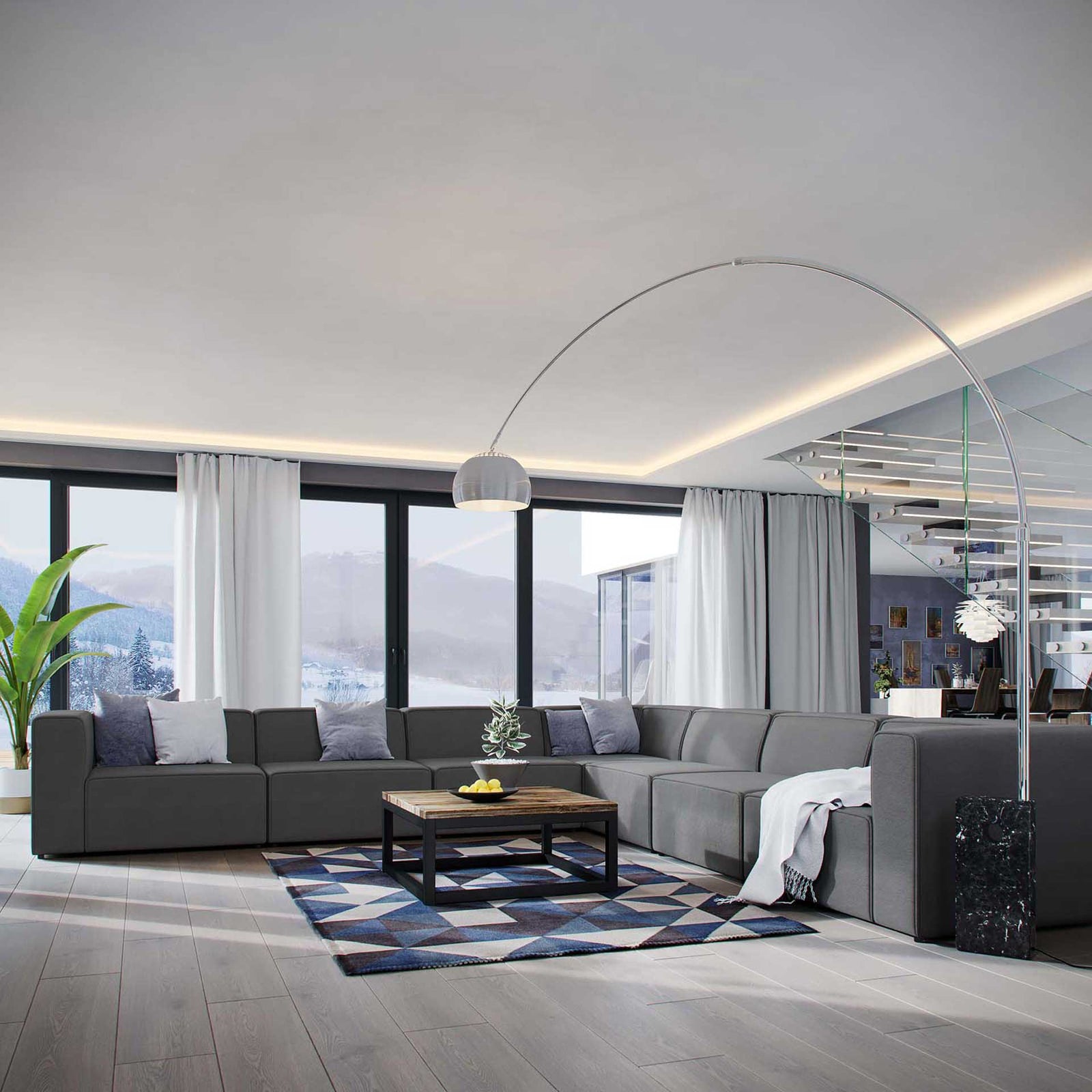 Maisie 7 Piece Corner Sectional Sofa Gray