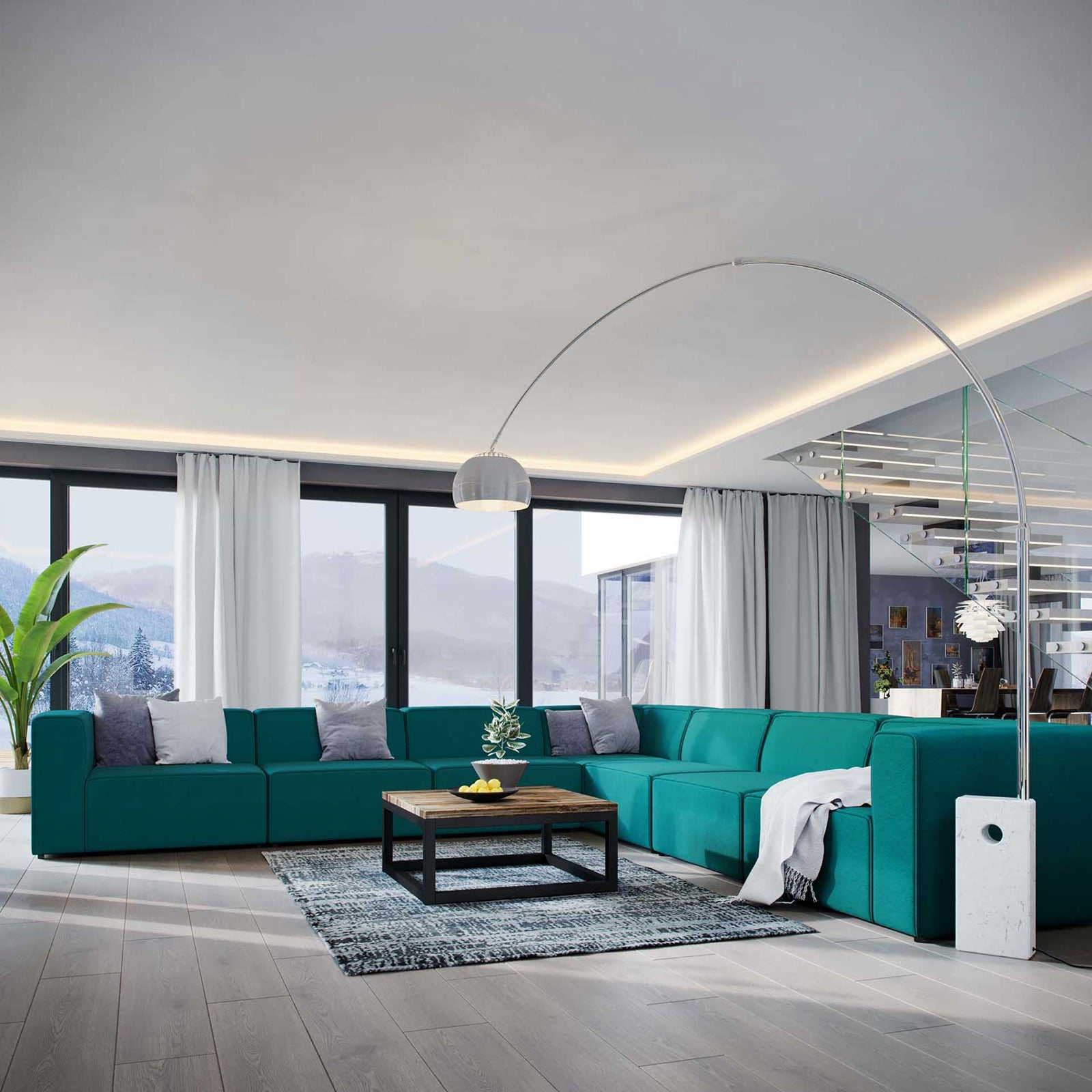 Maisie 7 Piece Corner Sectional Sofa Teal