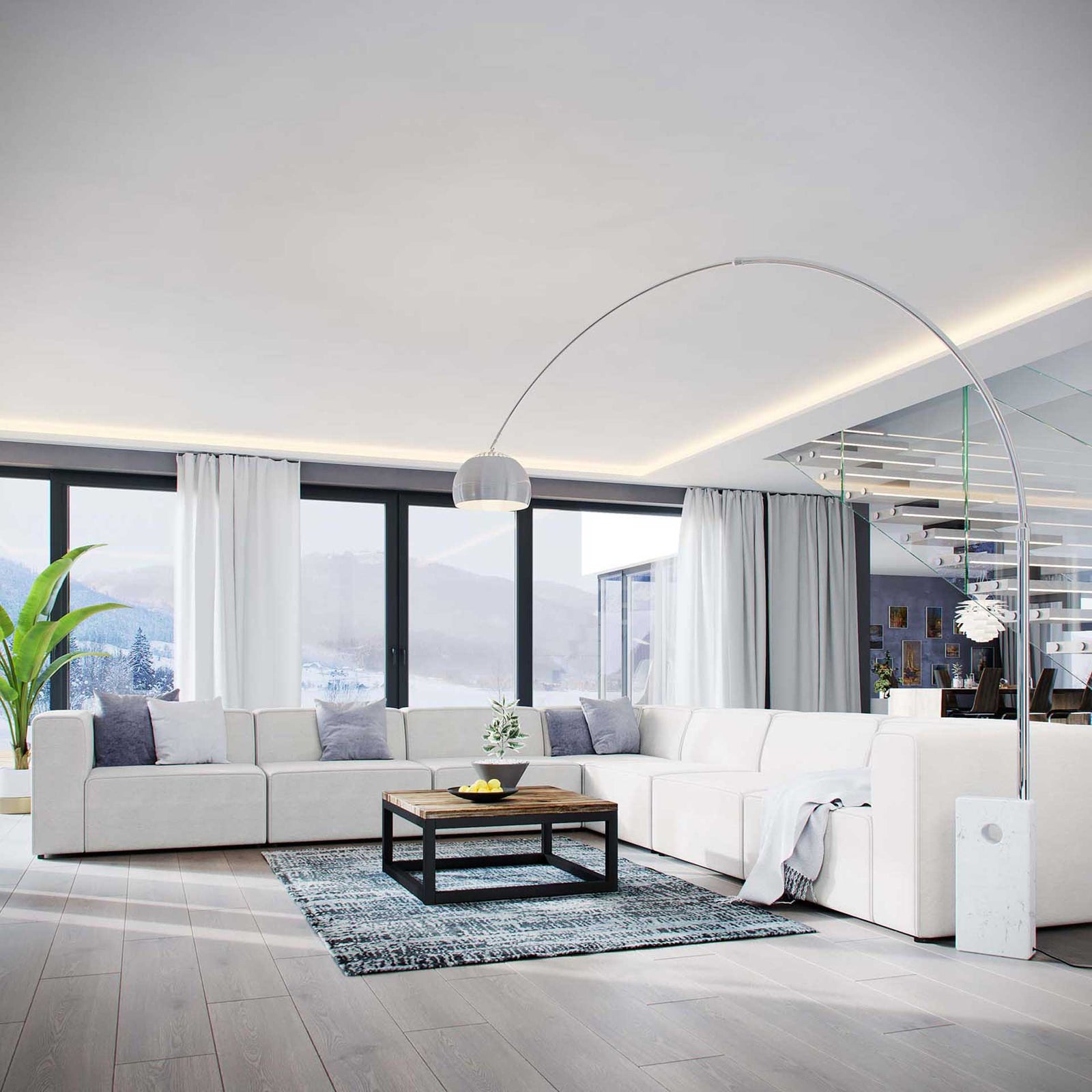 Maisie 7 Piece Corner Sectional Sofa White