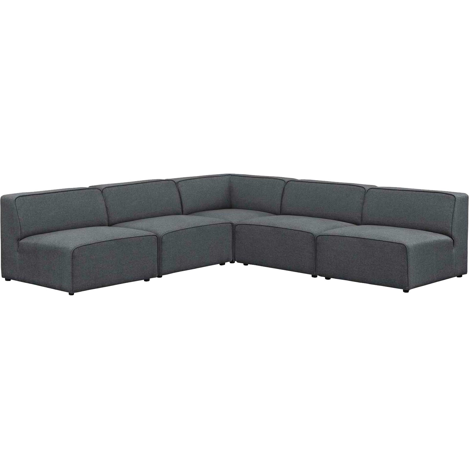 Maisie 5 Piece Armless Corner Sectional Sofa Gray