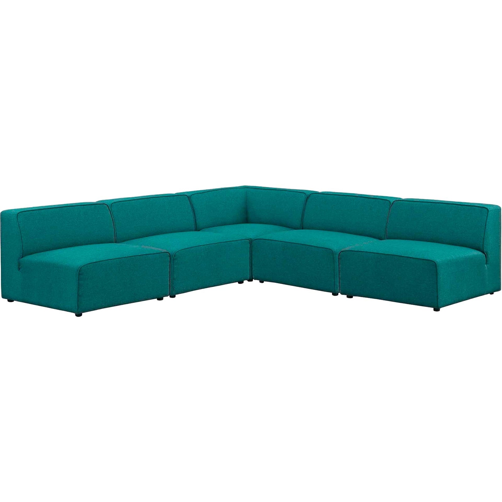 Maisie 5 Piece Armless Corner Sectional Sofa Teal