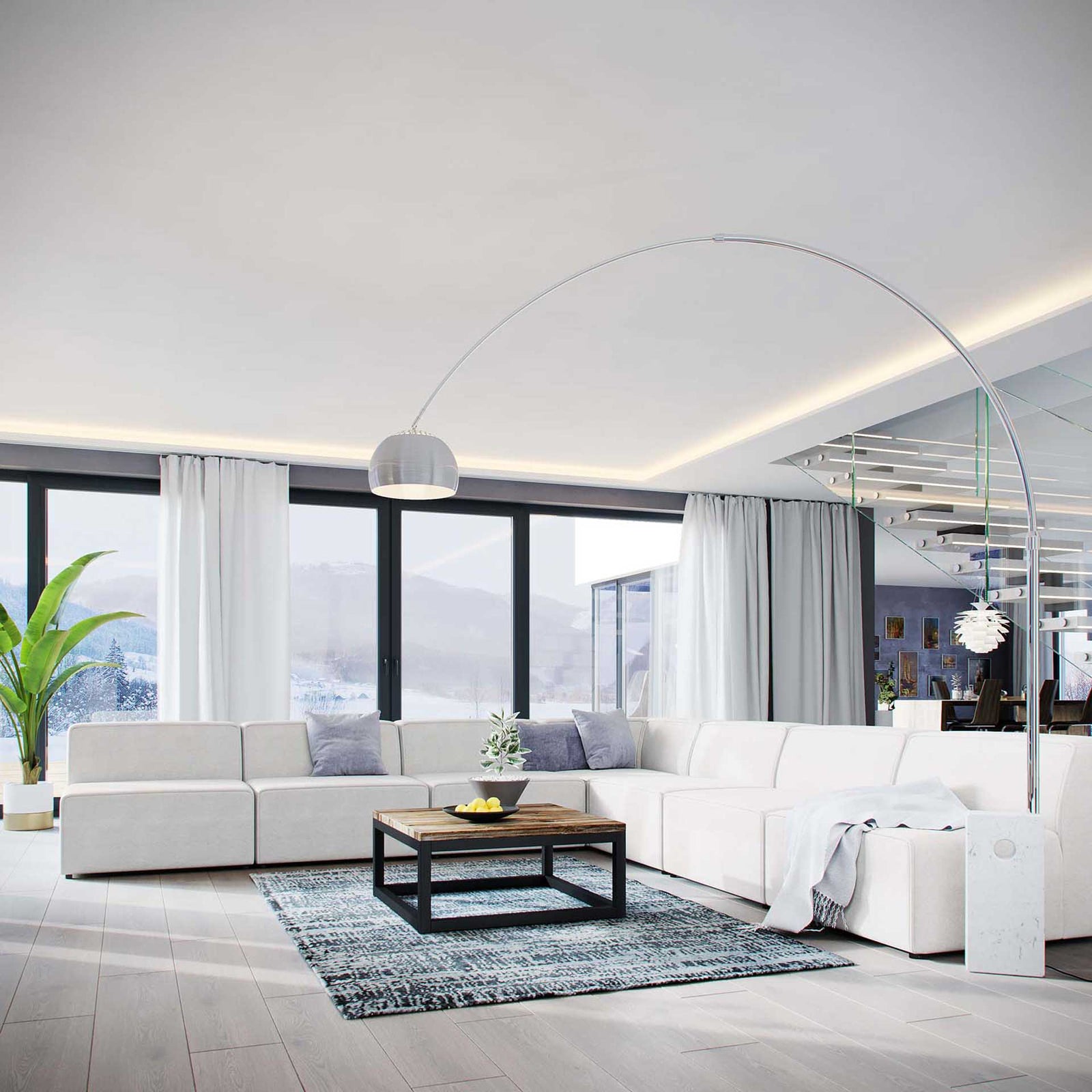 Maisie 7 Piece Armless Corner Sectional Sofa White