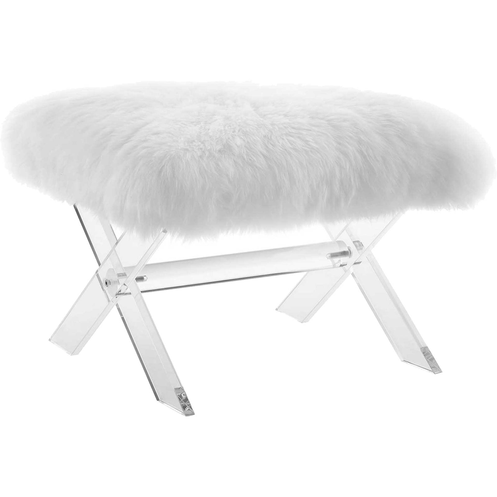 Sloan Sheepskin Bench Clear White