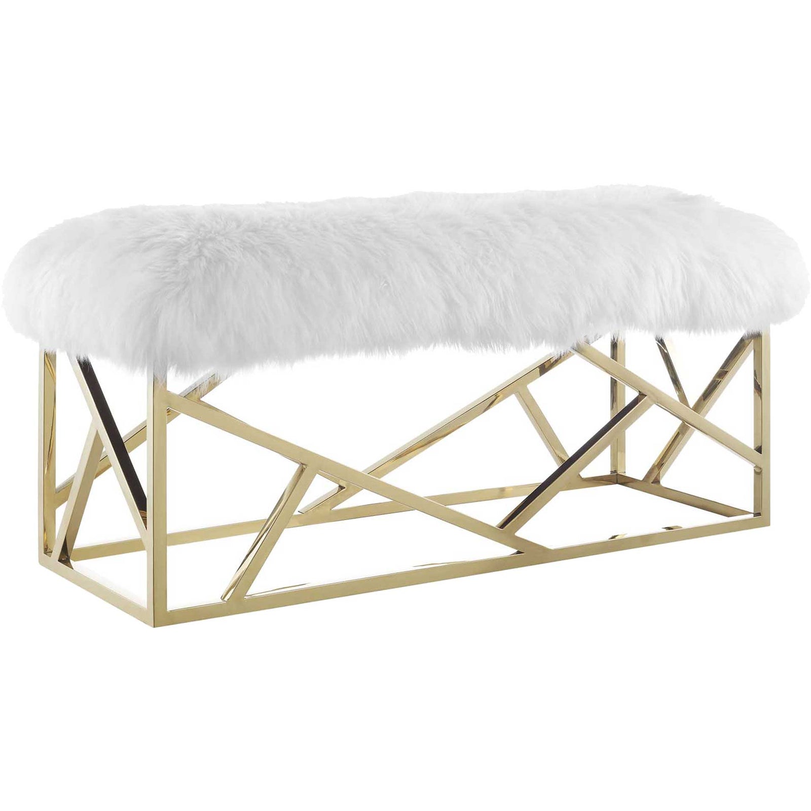 Ismael Sheepskin Bench Gold/White
