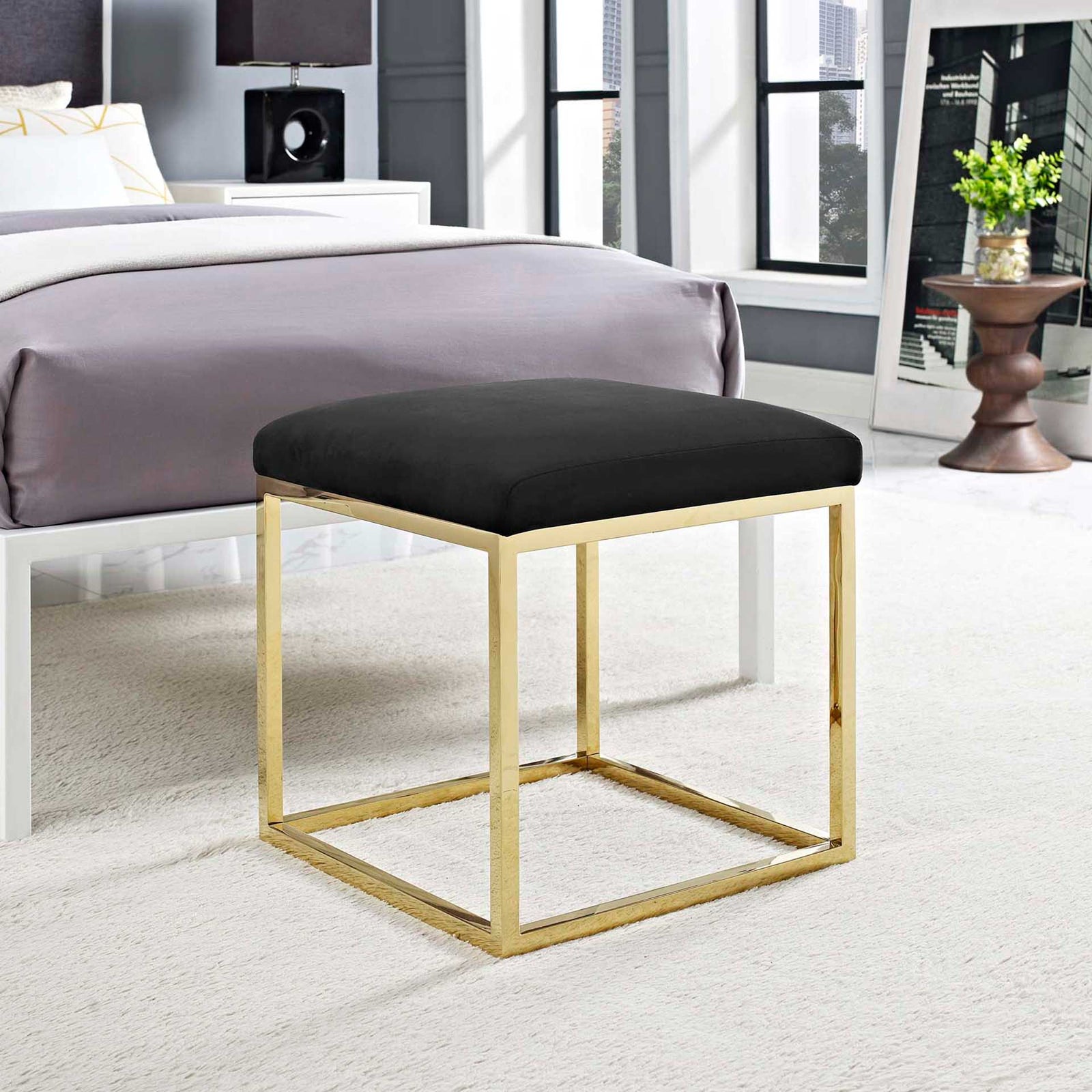 Alden Ottoman Gold/Black