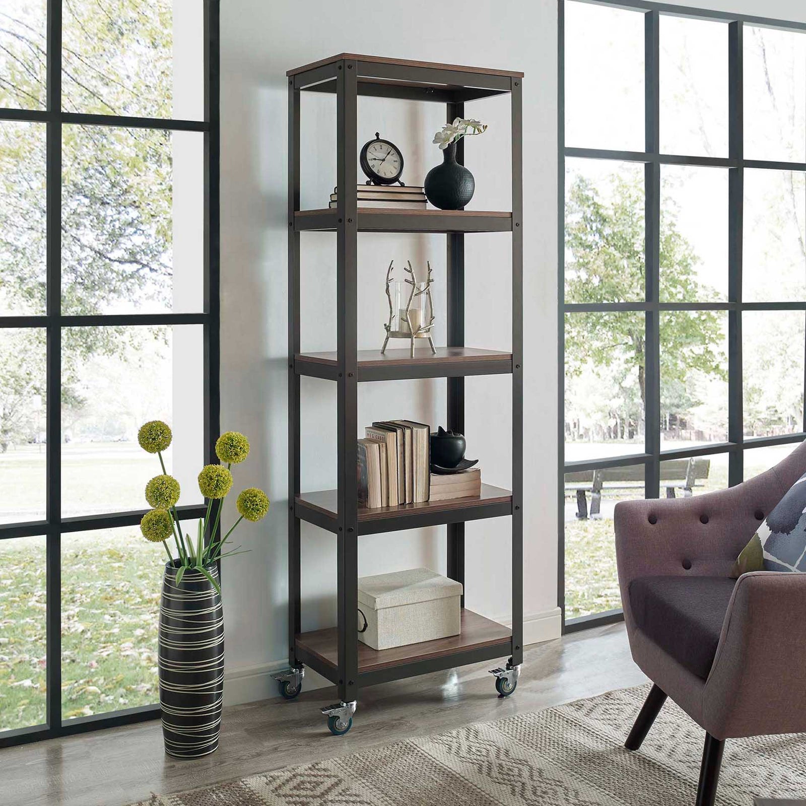 Ventura Bookcase Gray/Walnut