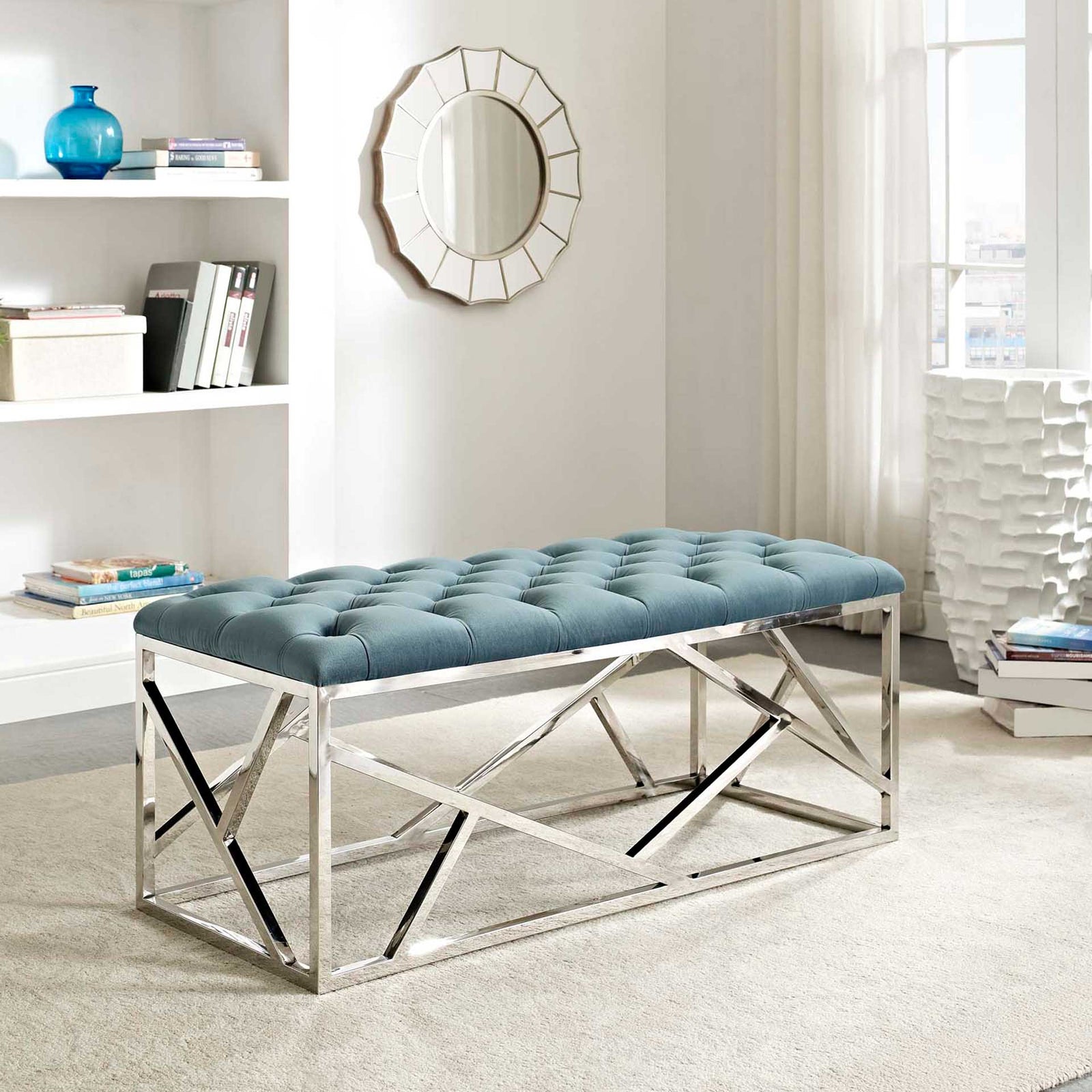 Ismael Bench Silver/Sea Blue