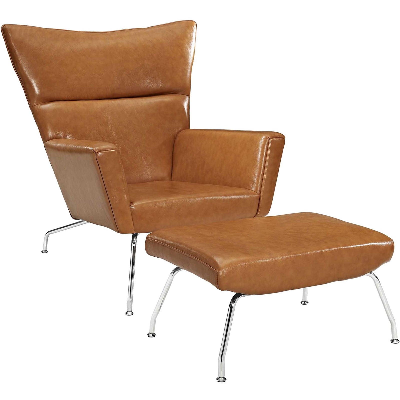 Clarell Leather Lounge Chair Tan