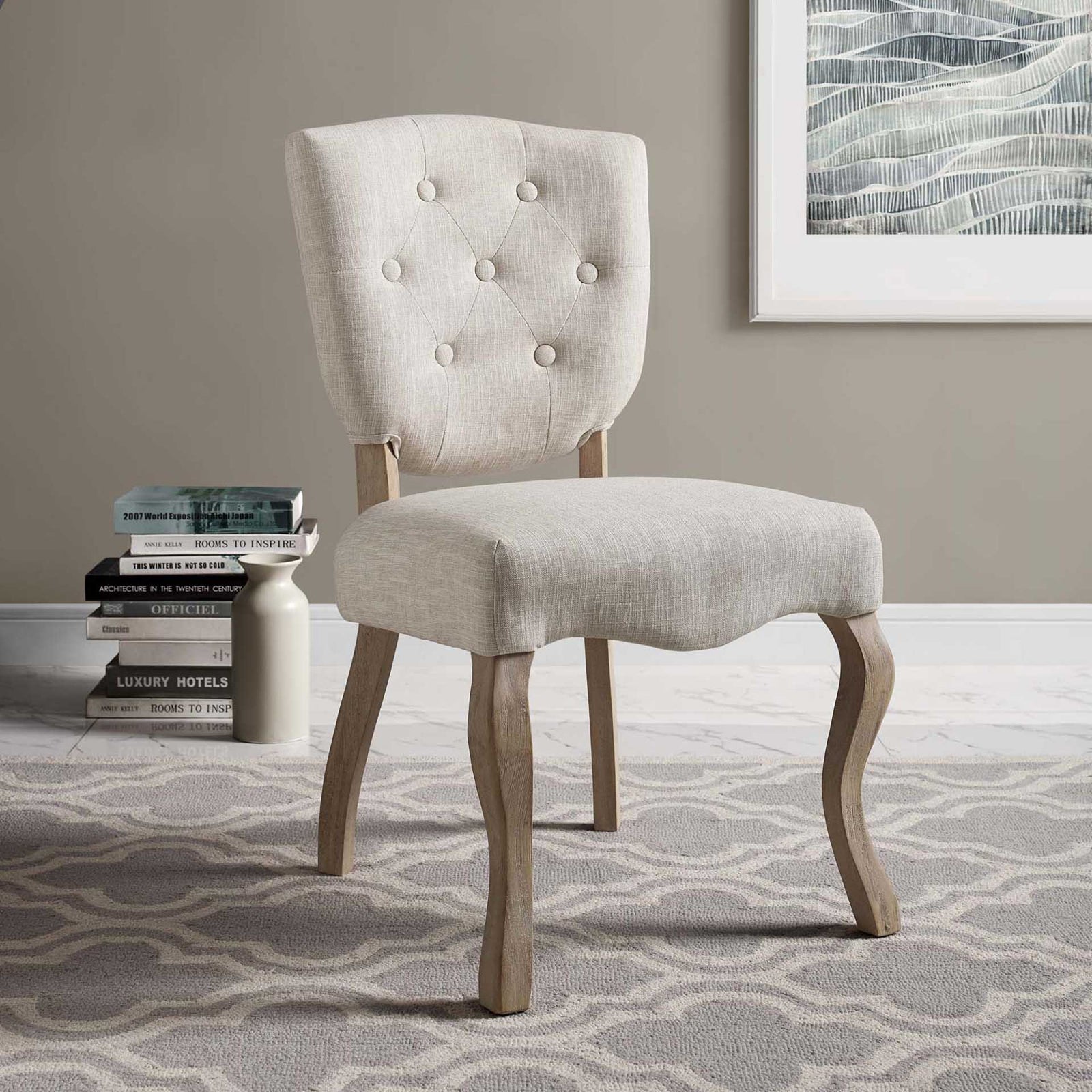 Angie Upholstered Dining Side Chair Beige