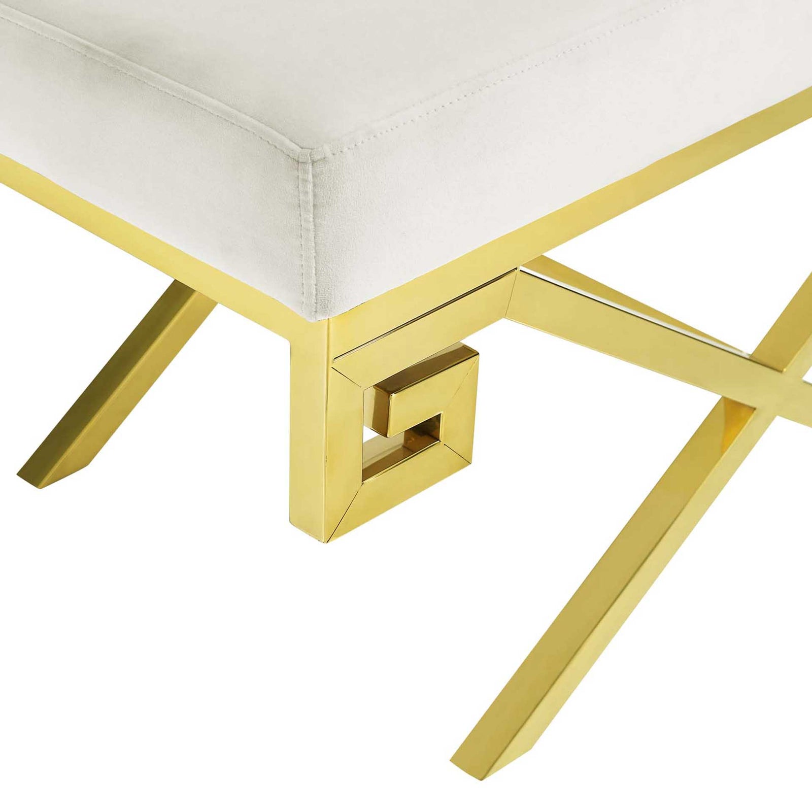 Rayna Velvet Bench Gold/Ivory