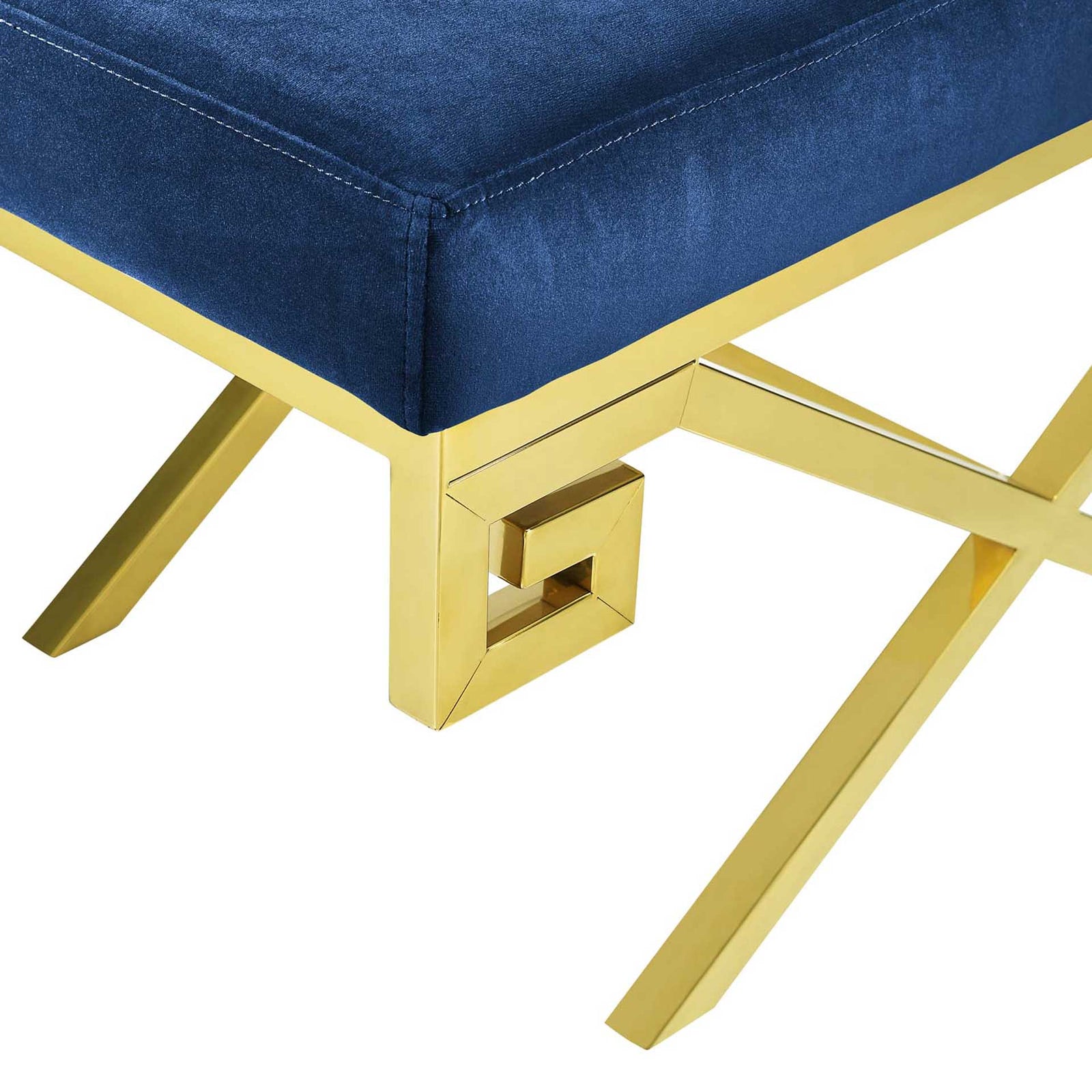 Rayna Velvet Bench Gold/Navy