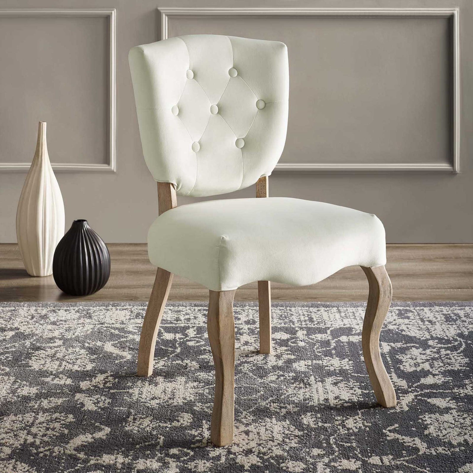 Angie Velvet Dining Side Chair Ivory