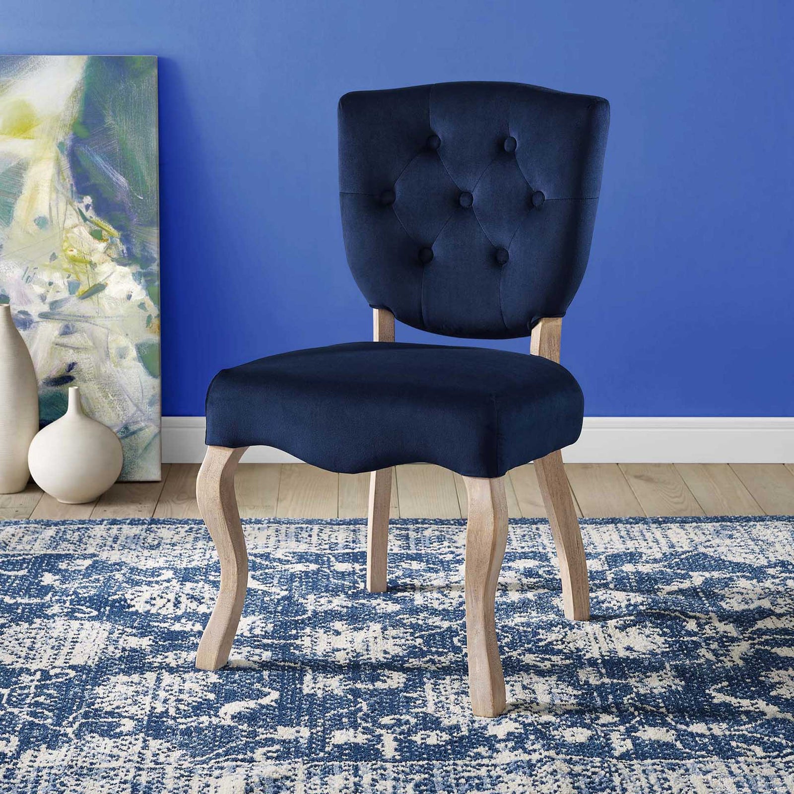 Angie Velvet Dining Side Chair Midnight Blue