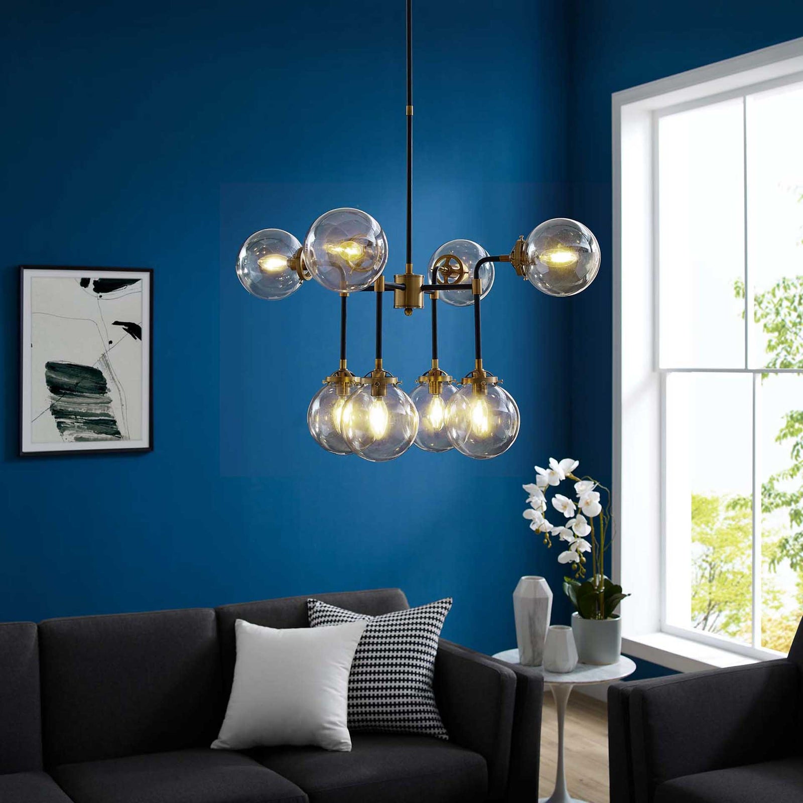 Ayden 12 Light Pendant Chandelier Black/Gold