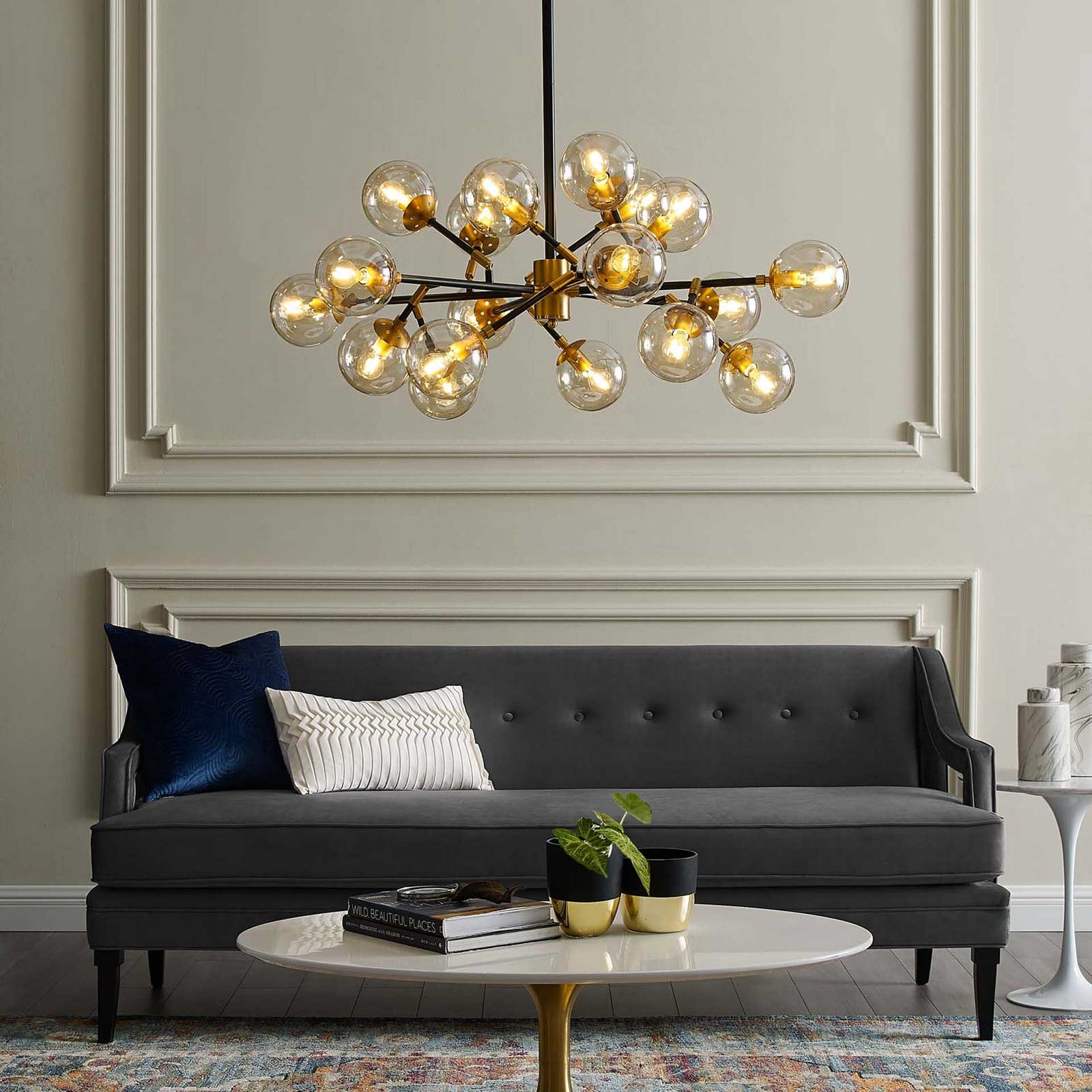 Selene 18 Light Pendant Chandelier Brass Gold/Black