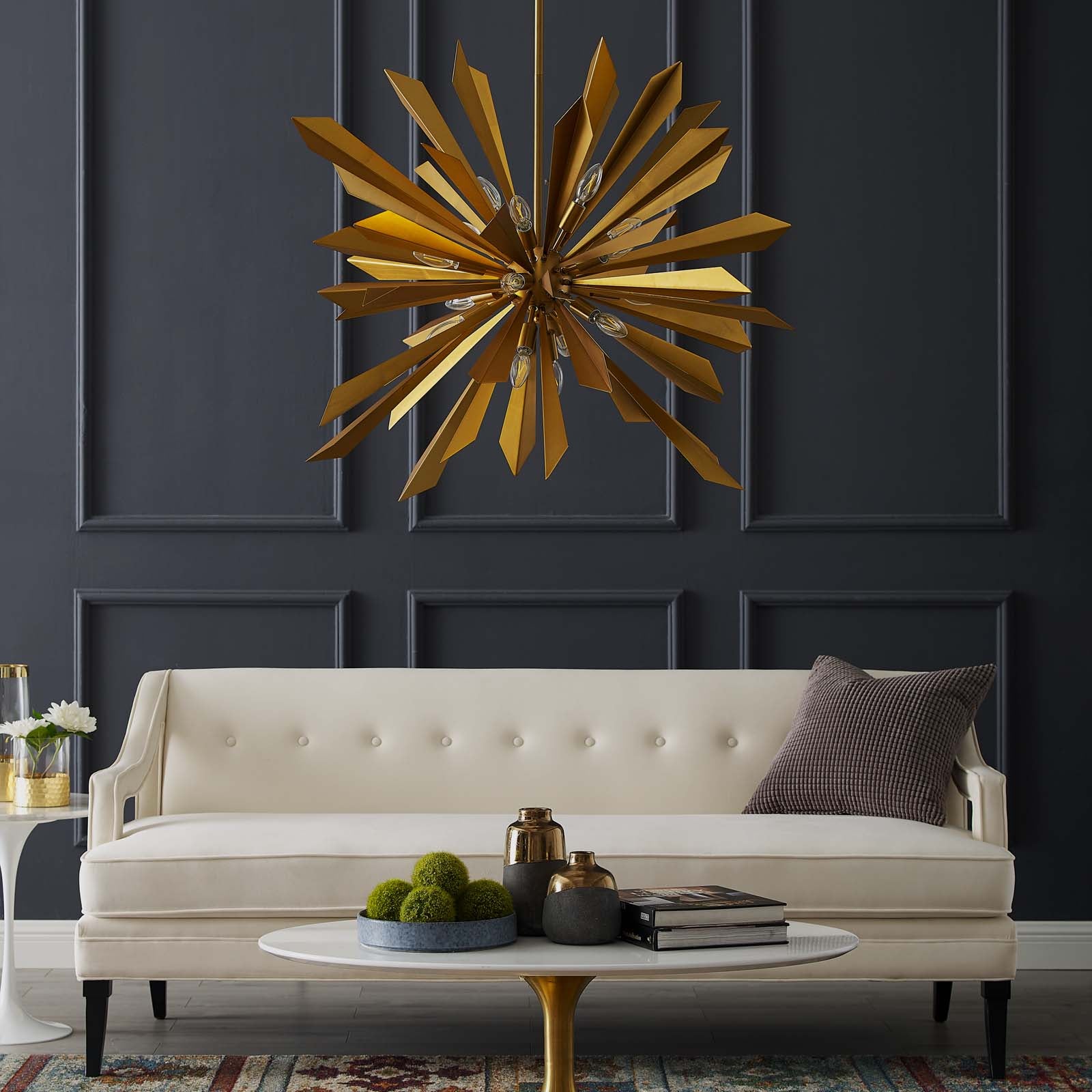 Paula Starburst Brass Chandelier Brass Gold