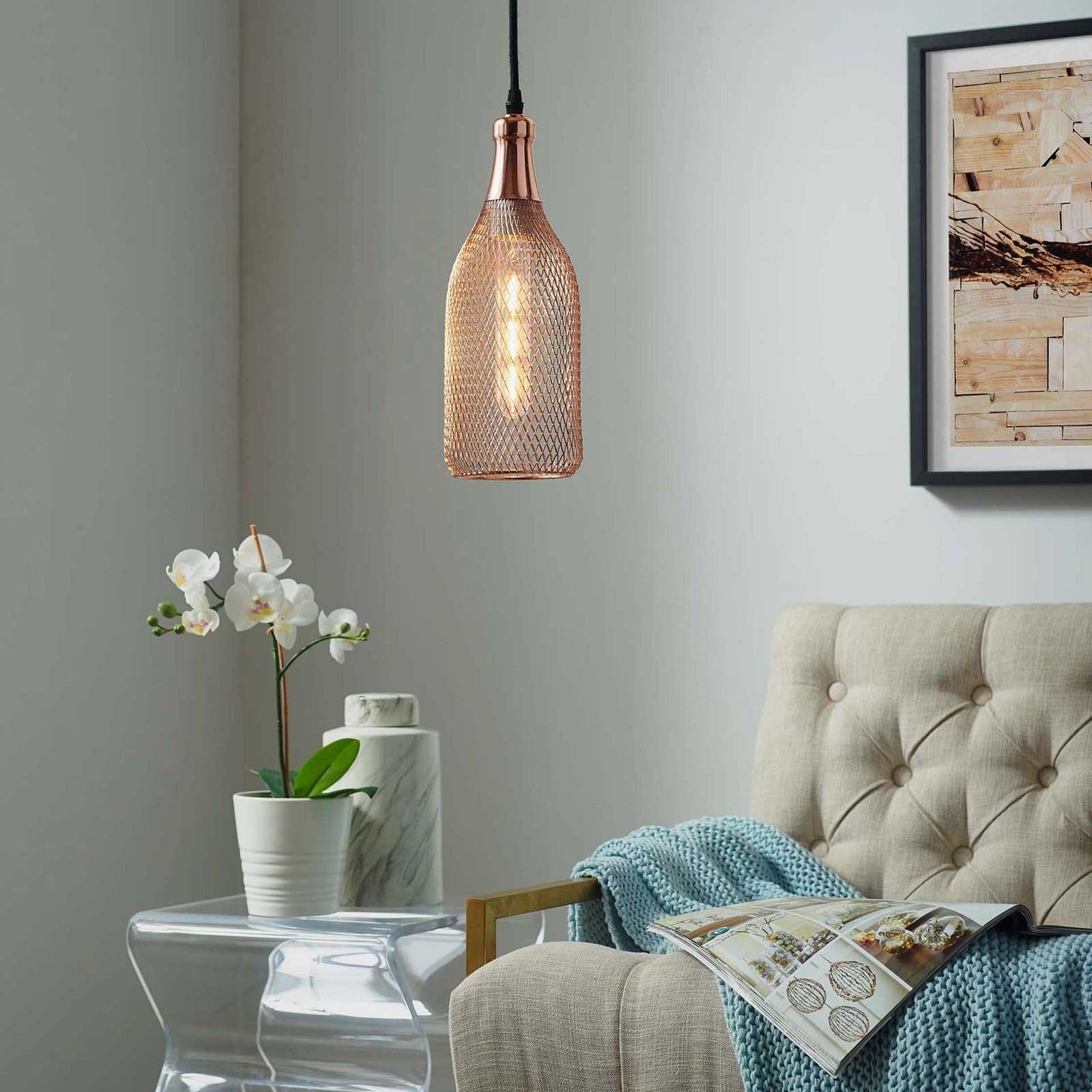 Gale Bottle-Shaped Pendant Light Rose Gold