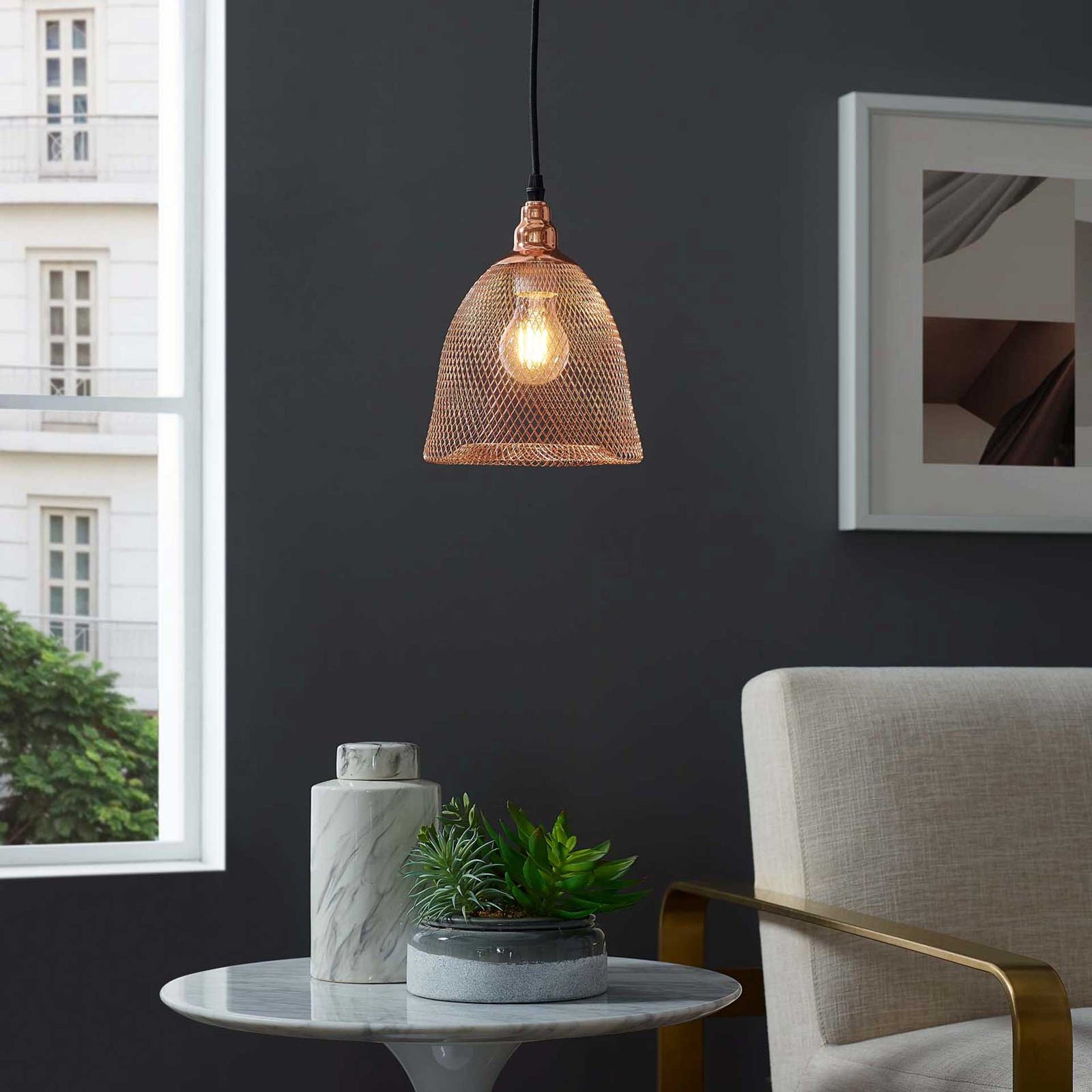 Gale Bell-Shaped Pendant Light Rose Gold