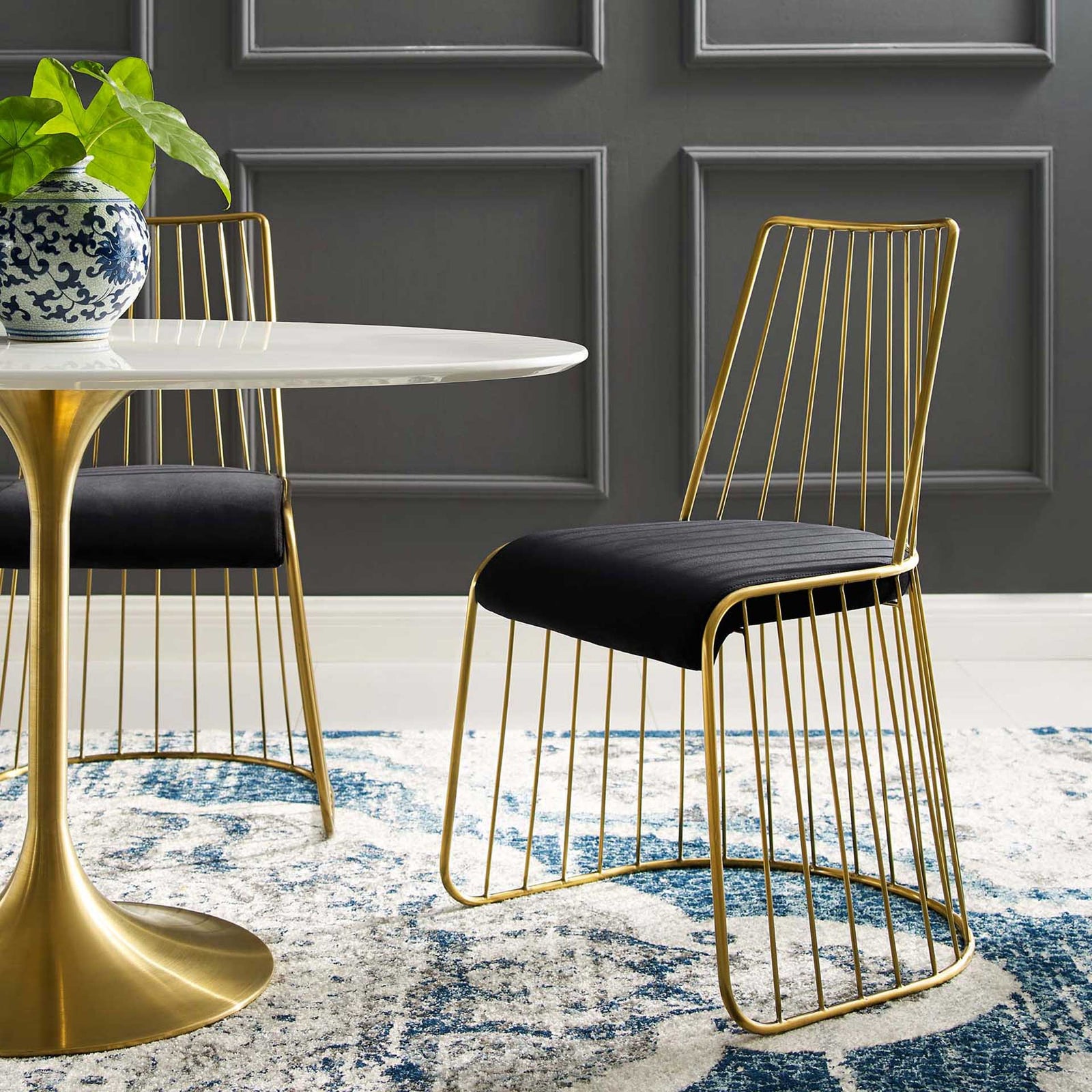 Ruth Velvet Dining Chair Gold/Black