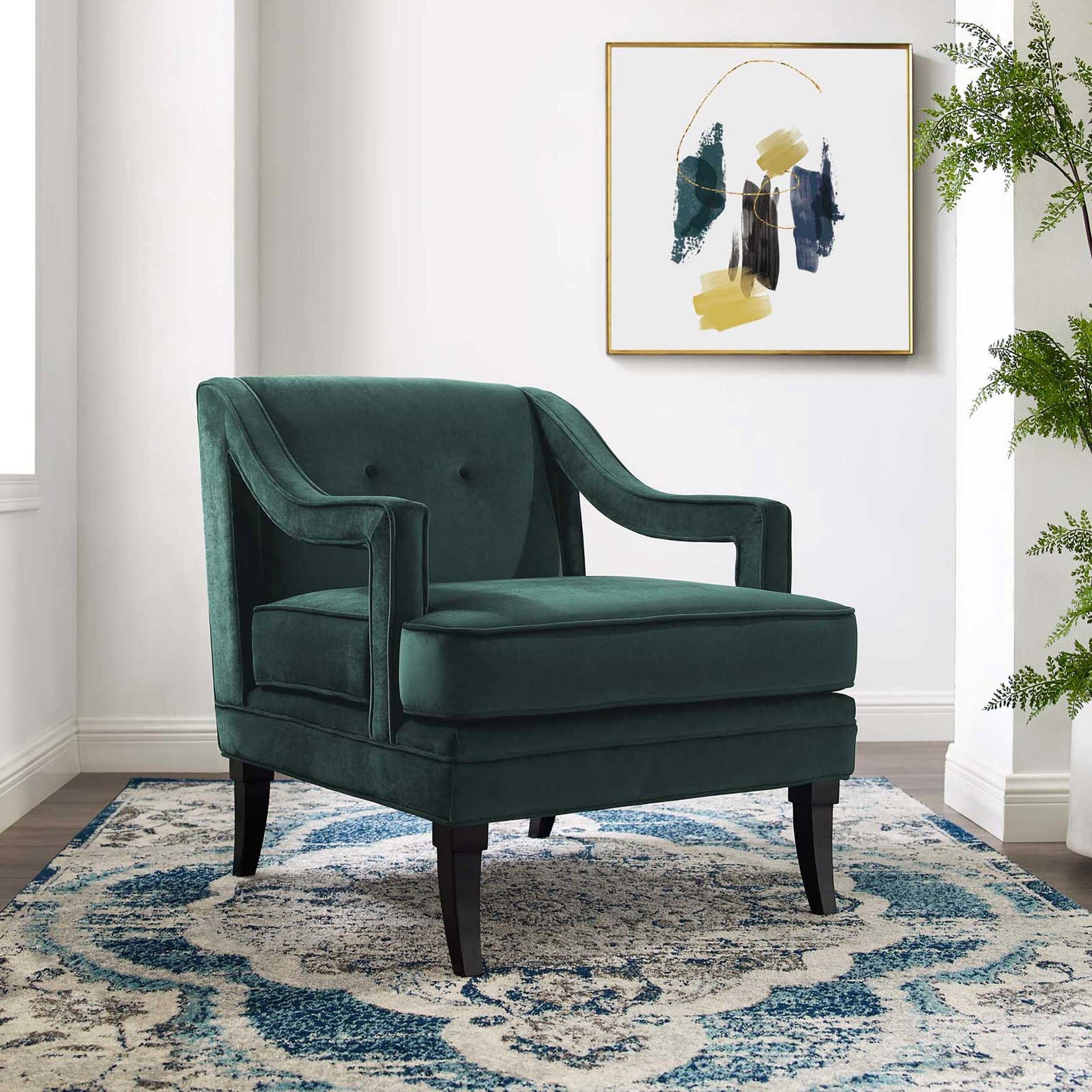 Cassandra Upholstered Velvet Armchair Green