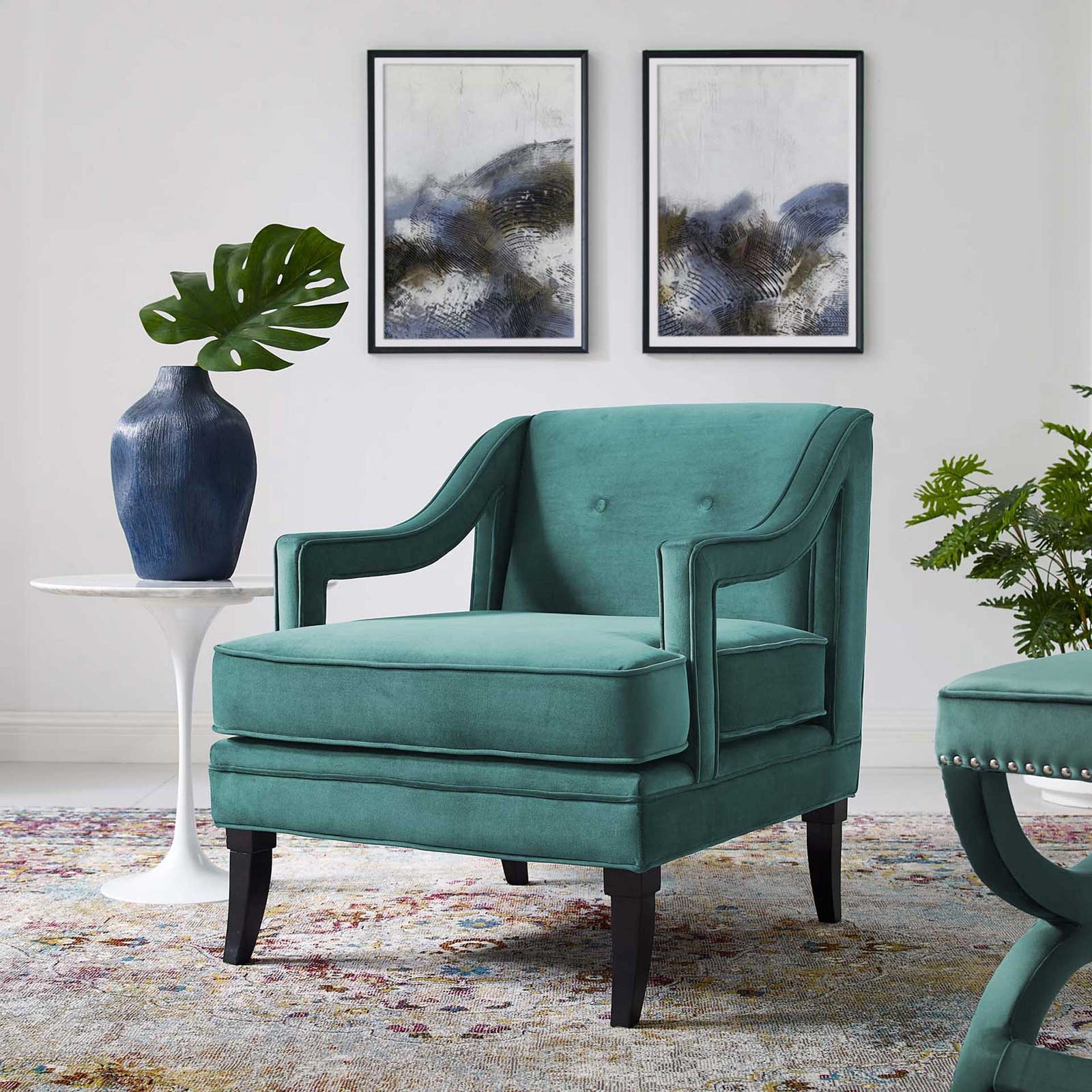 Cassandra Upholstered Velvet Armchair Teal