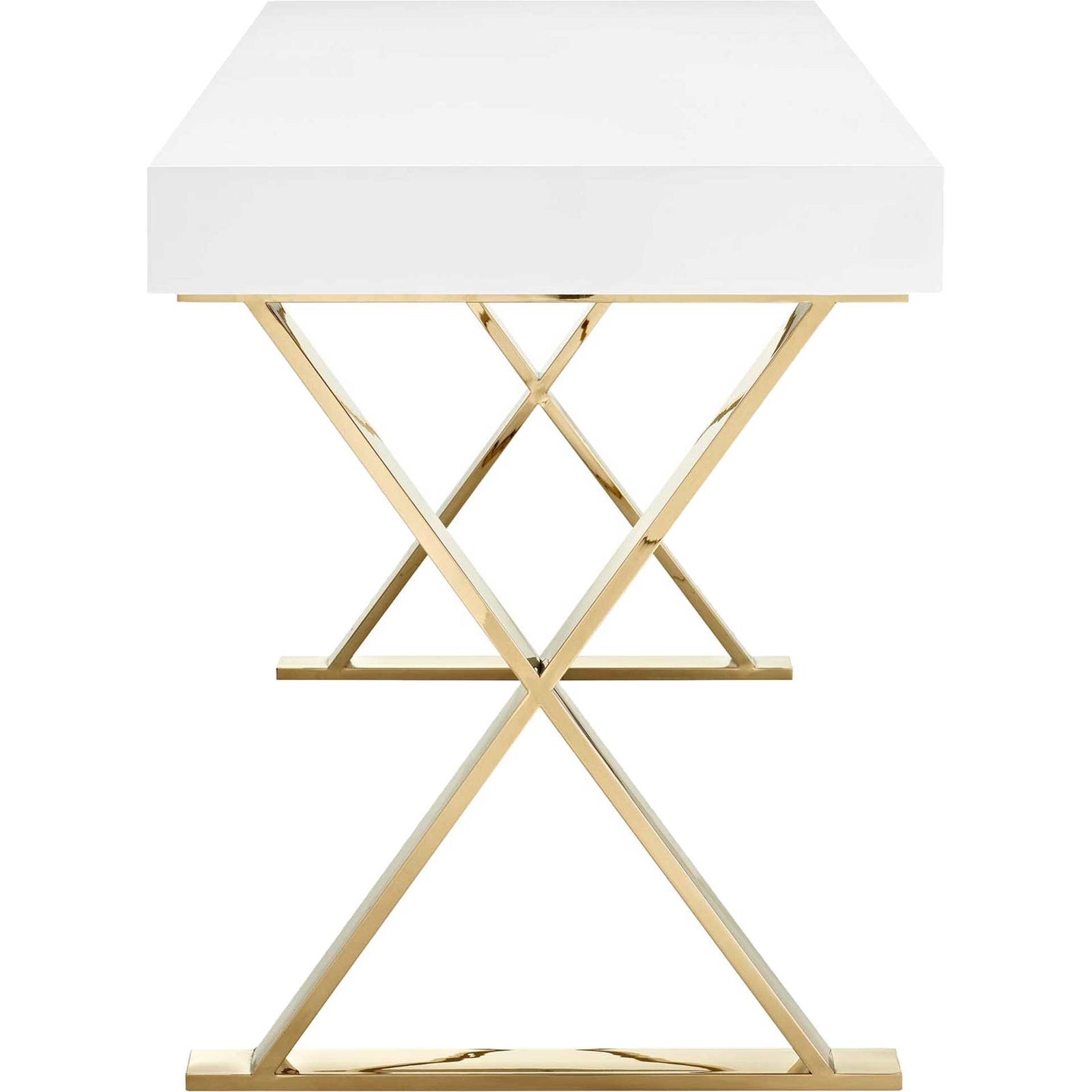 Section Office Desk White/Gold
