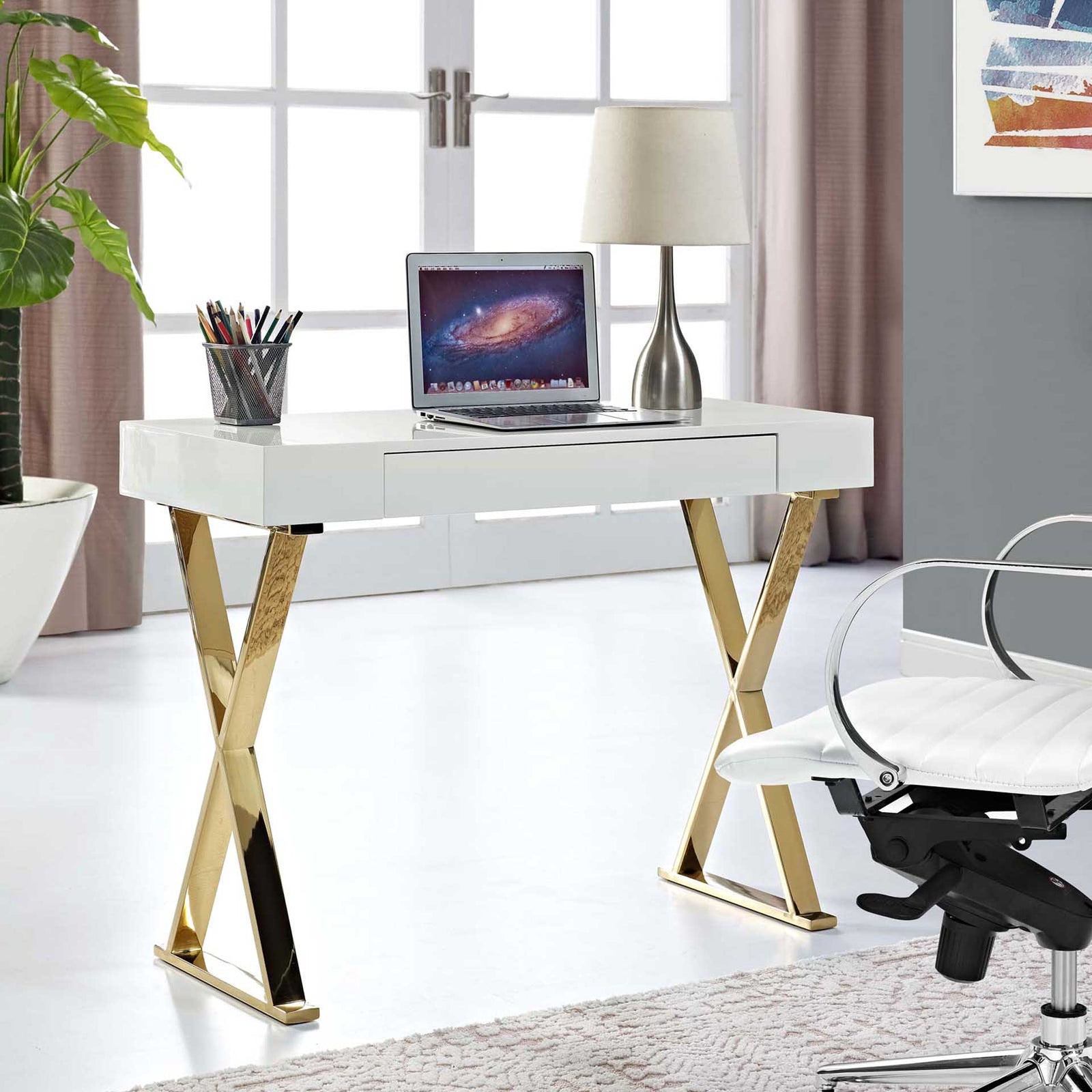 Section Console Table White/Gold