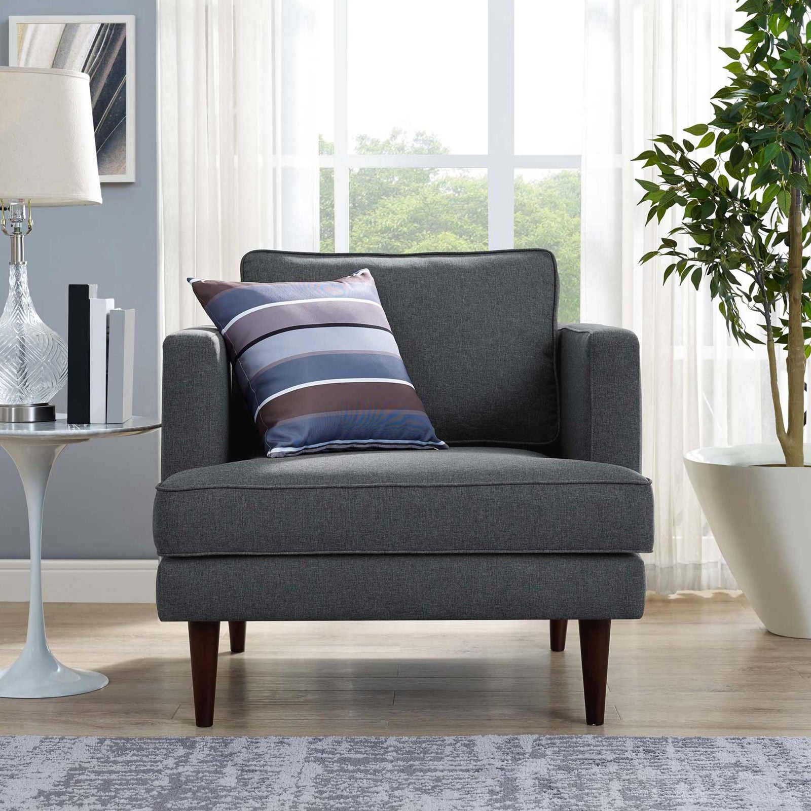Aisley Upholstered Fabric Armchair Gray