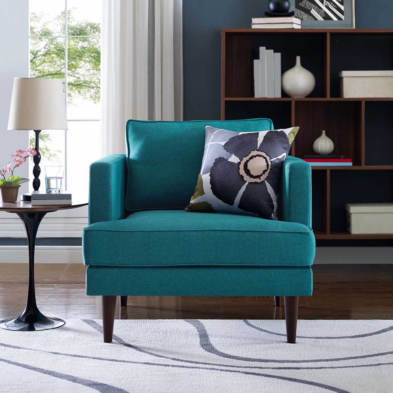 Aisley Upholstered Fabric Armchair Teal