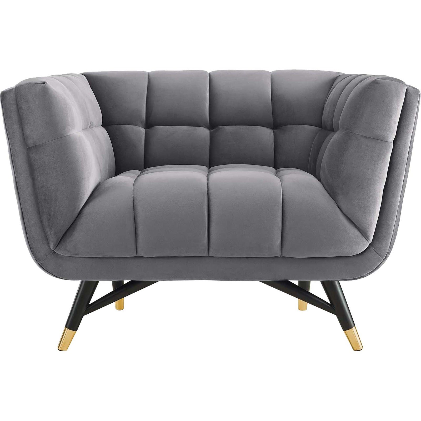 Adrianna Upholstered Velvet Armchair Gray