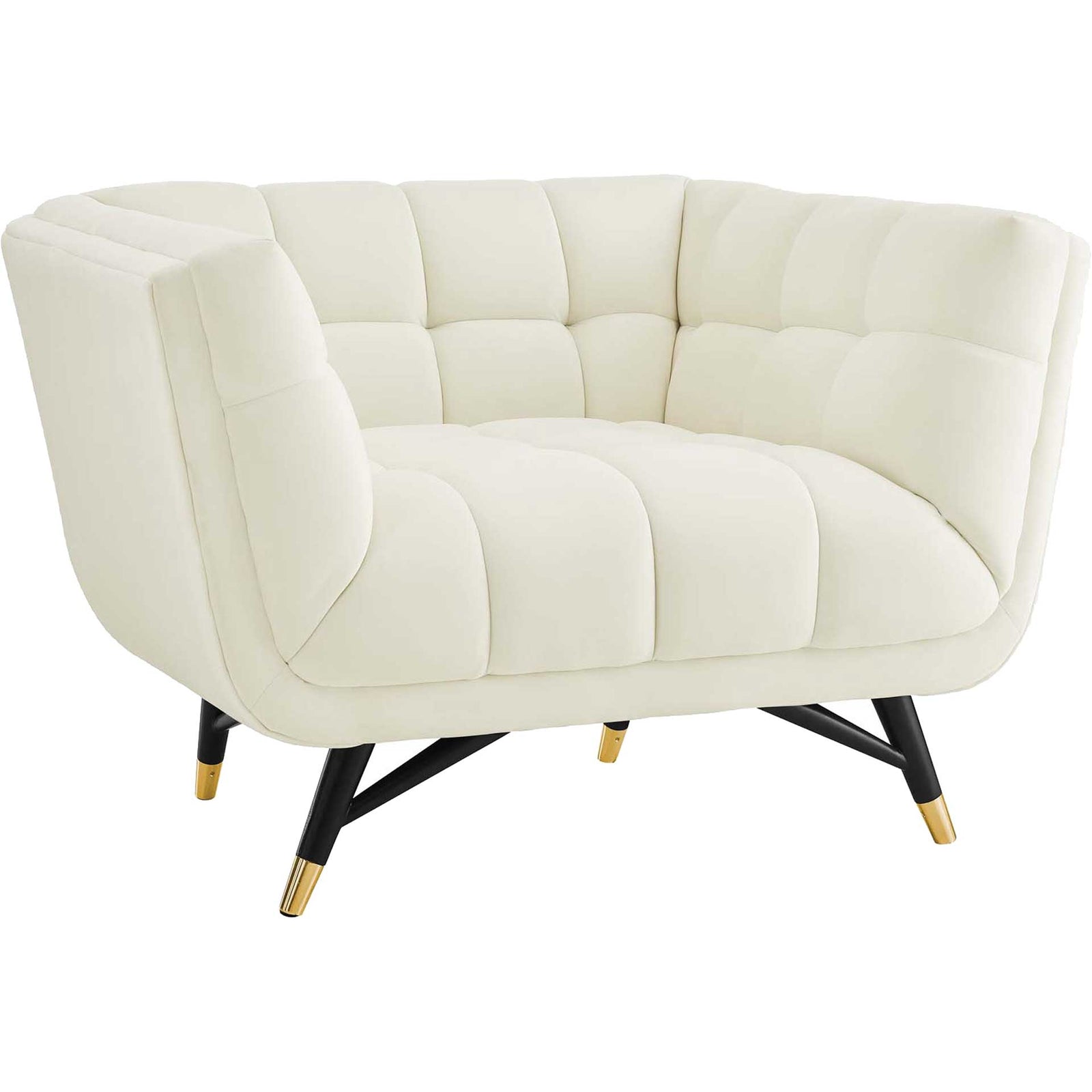Adrianna Upholstered Velvet Armchair Ivory