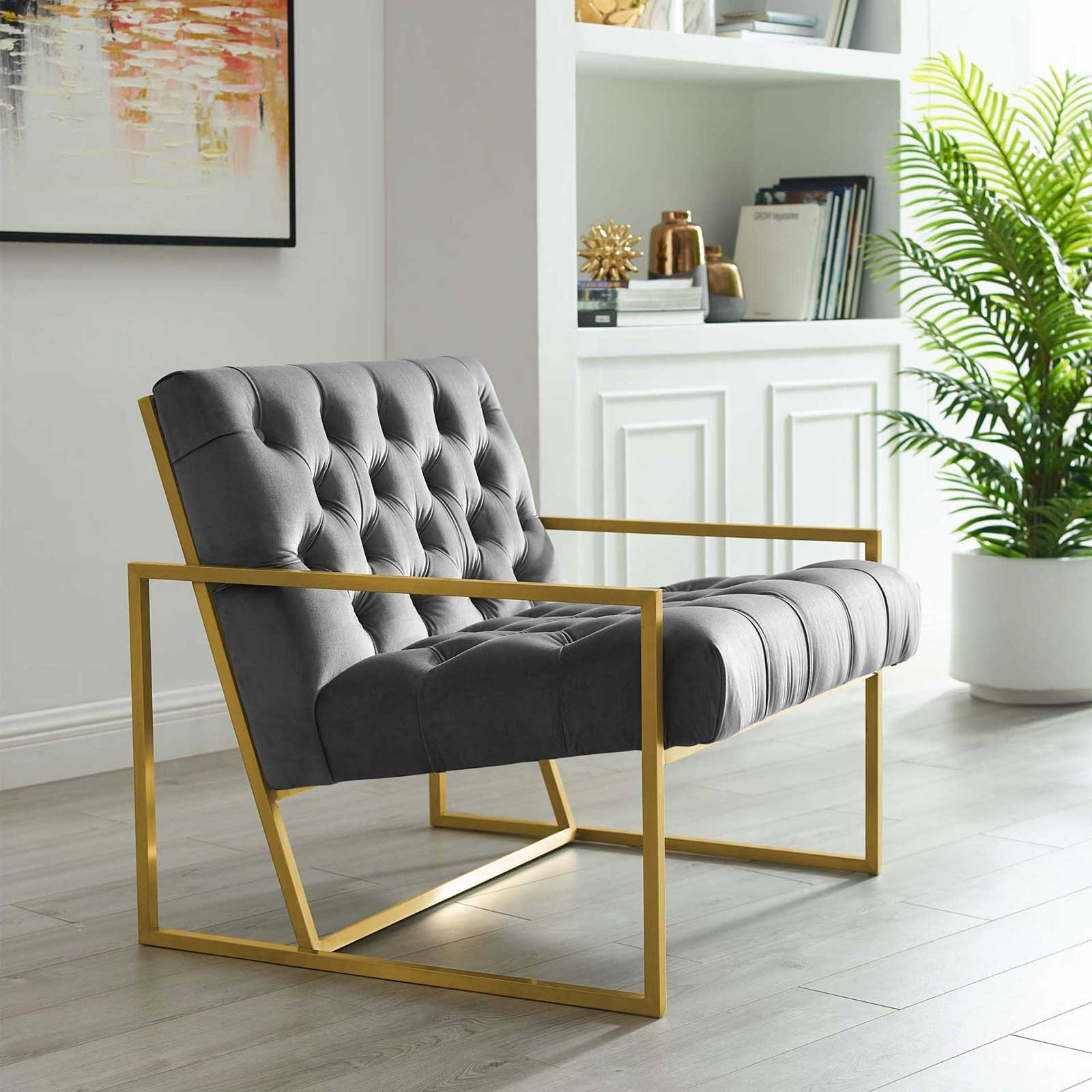 Bexford Velvet Accent Chair Gray
