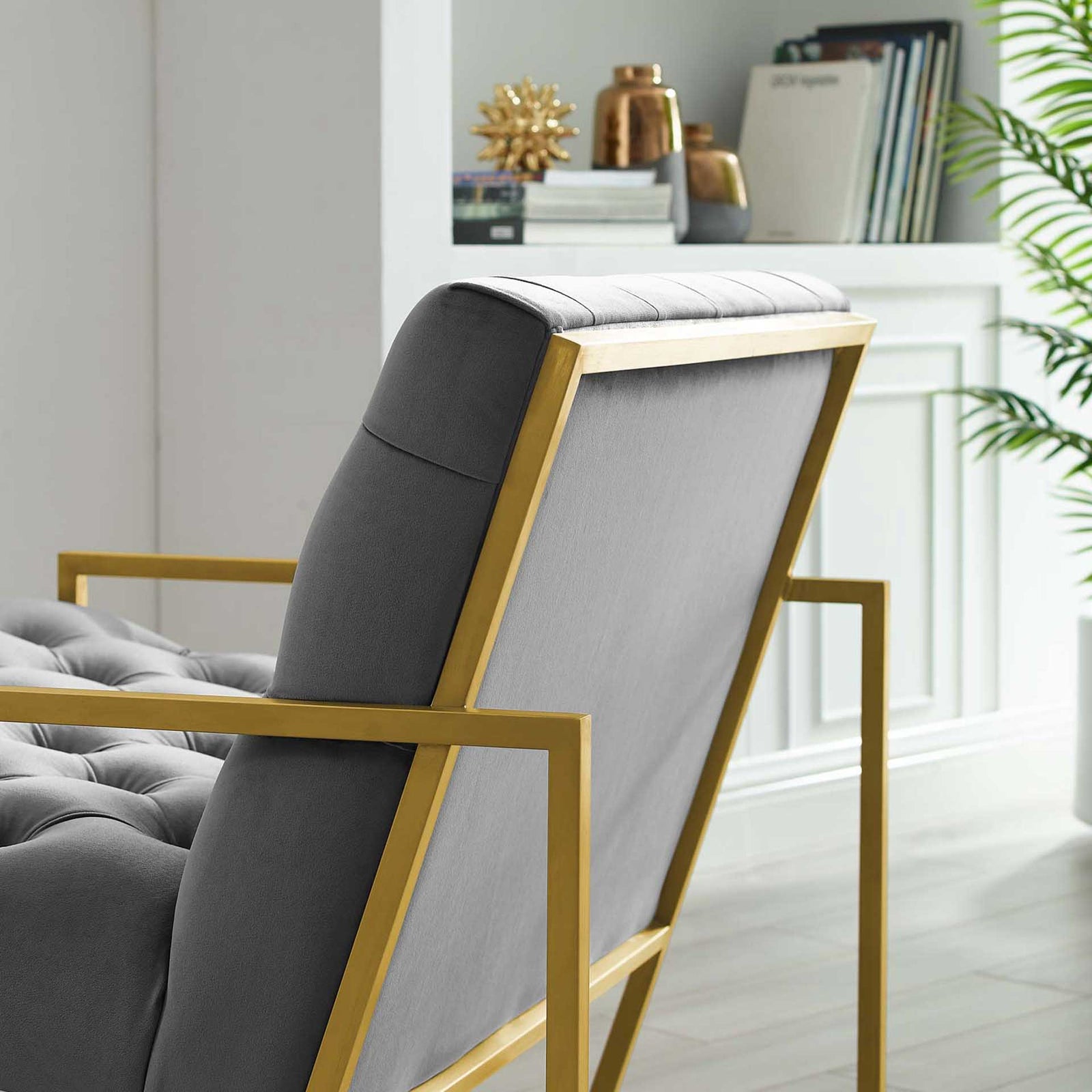Bexford Velvet Accent Chair Gray