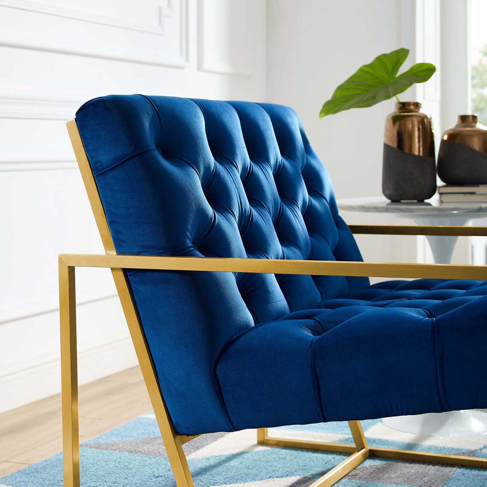 Ballston Velvet Accent Chair Navy