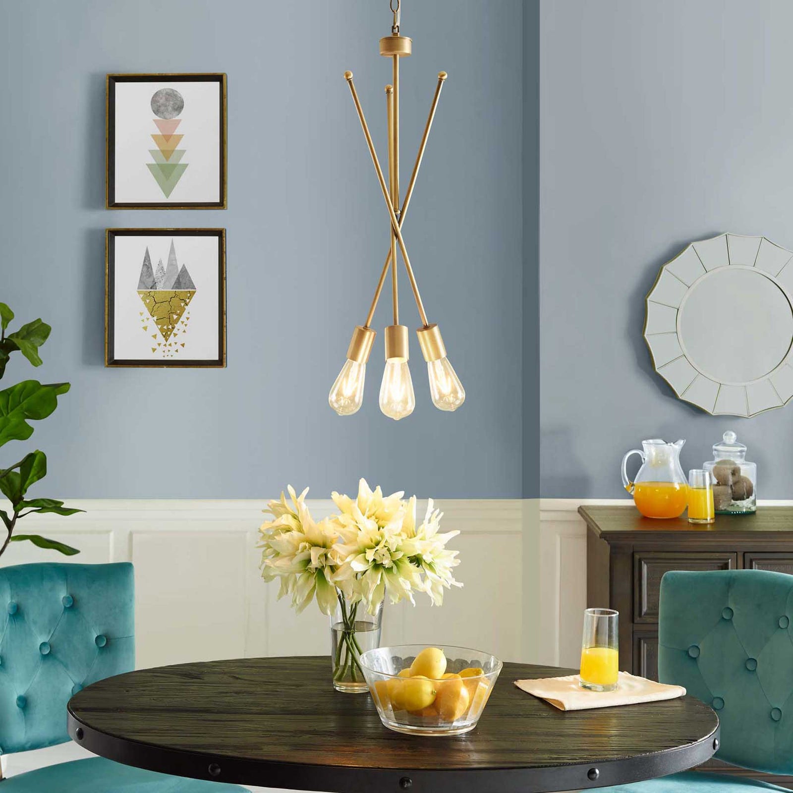 Saranac Brass Pendant Chandelier Brass Gold
