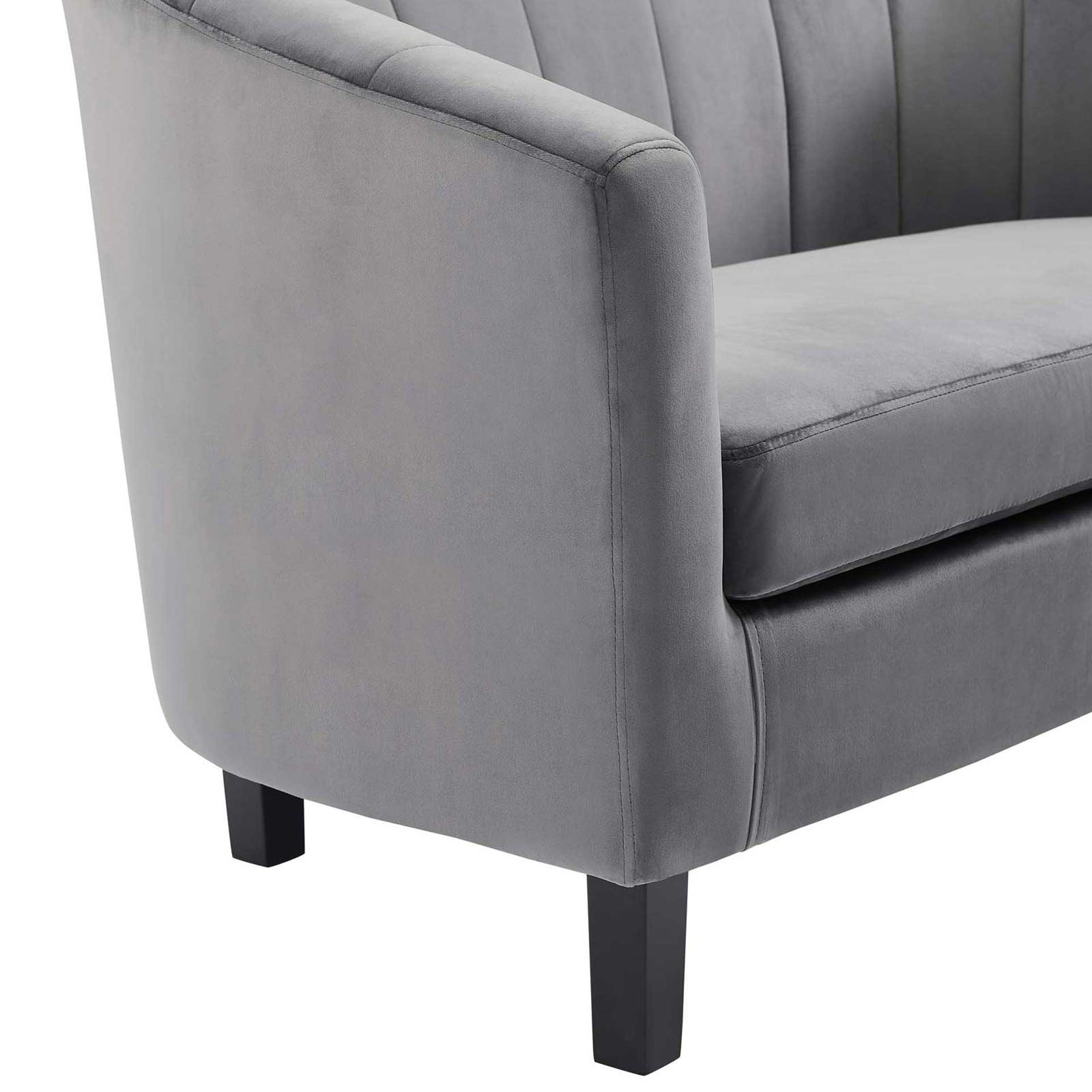 Paloma Channel Tufted Velvet Armchair Gray
