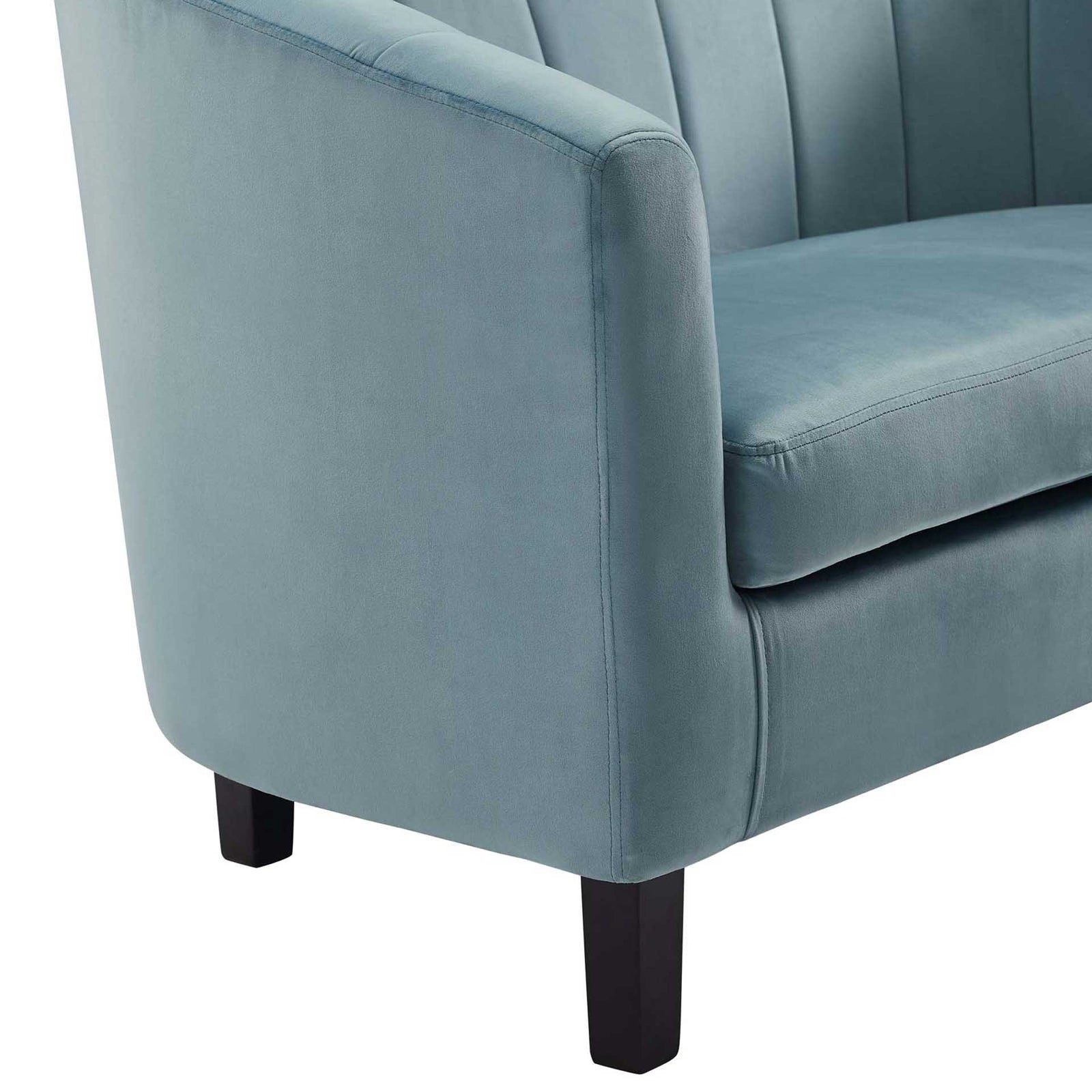 Paloma Channel Tufted Velvet Armchair Light Blue