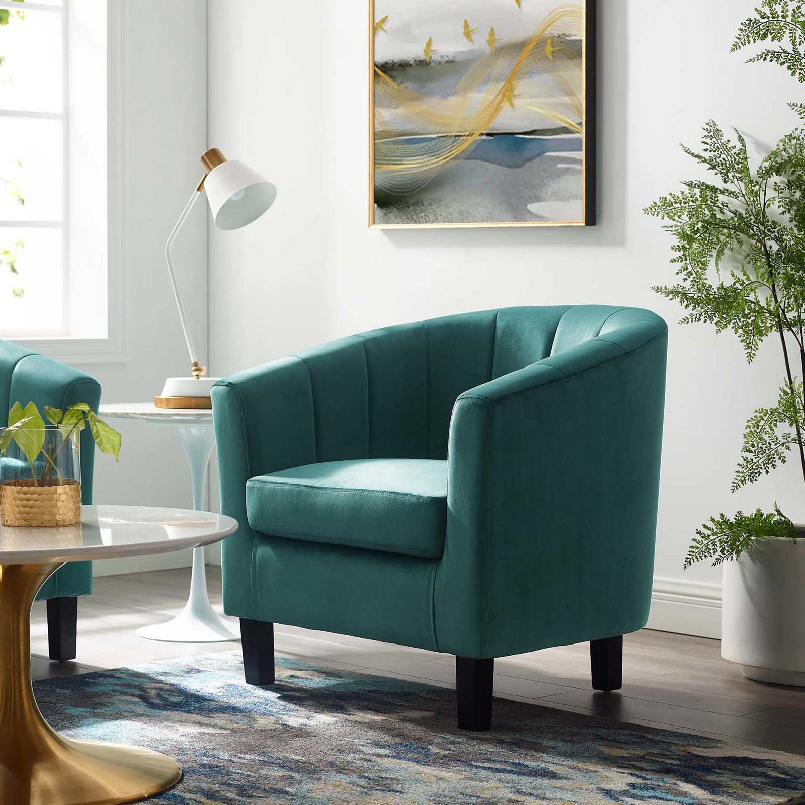 Paloma Channel Tufted Velvet Armchair Teal