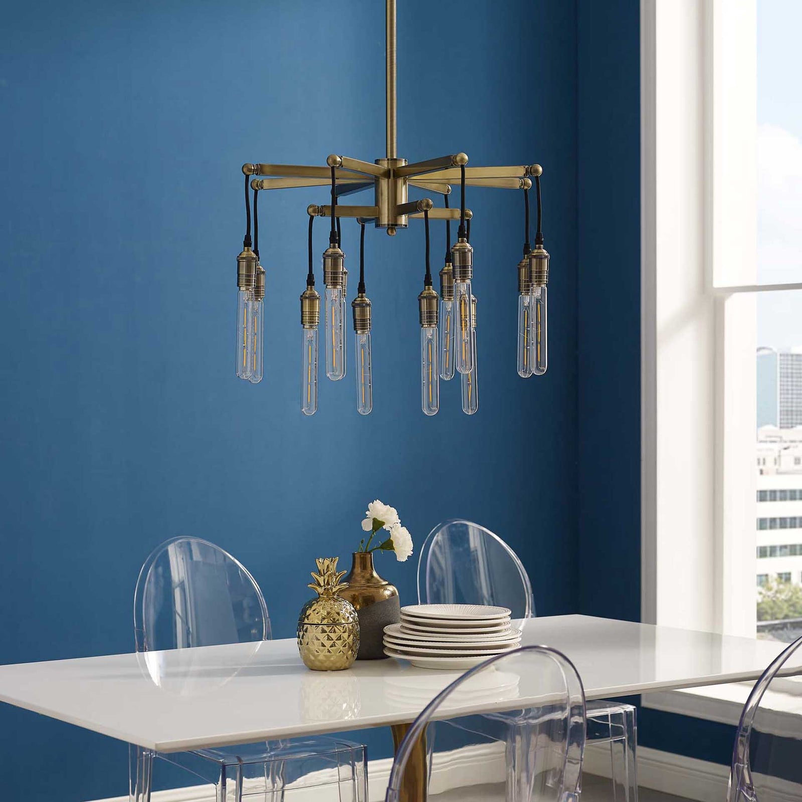 Rubicon Pendant Chandelier Brass Gold/Black