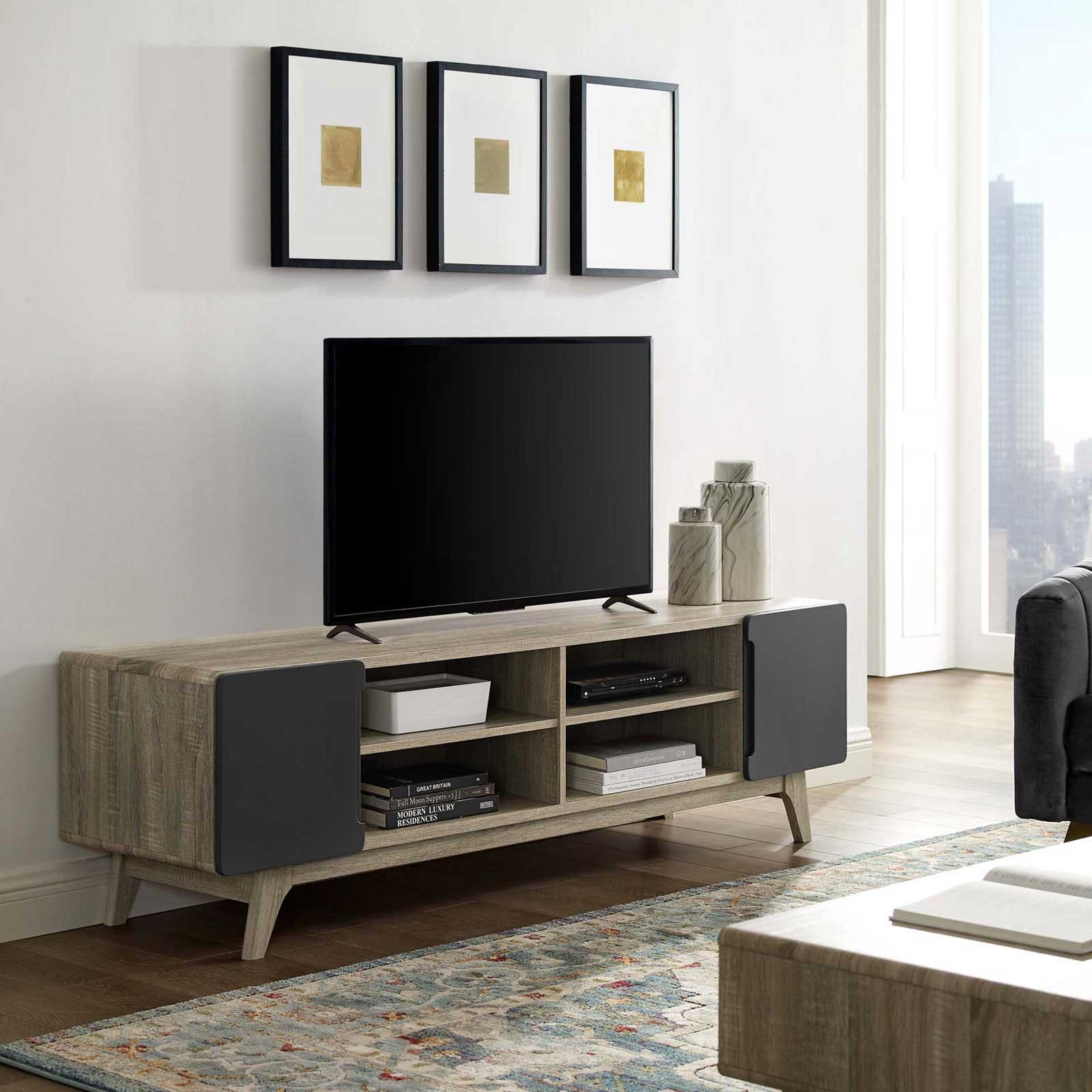 Titus Wood TV Stand Natural Gray