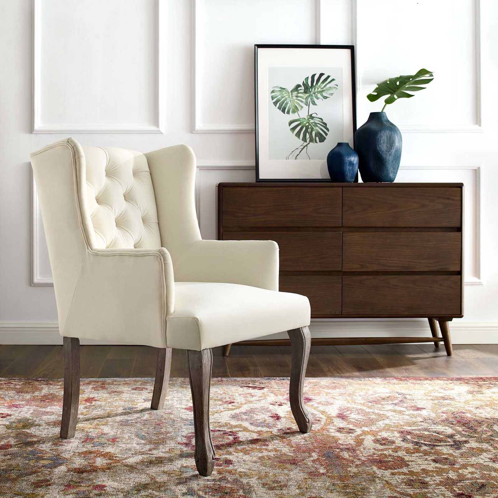 Remy Velvet Armchair Ivory