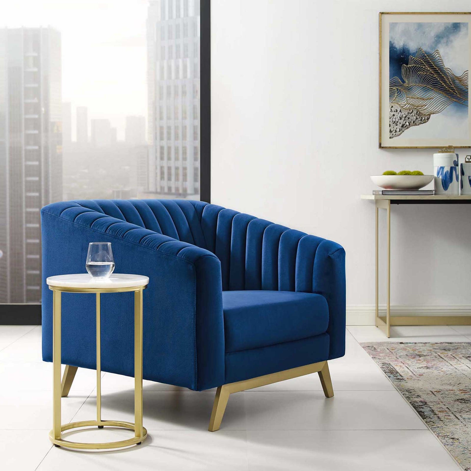 Vanessa Velvet Armchair Navy
