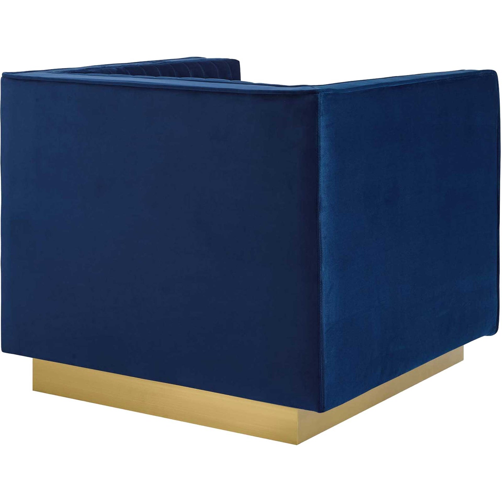 Sangamon Vertical Channel Tufted Velvet Armchair Navy