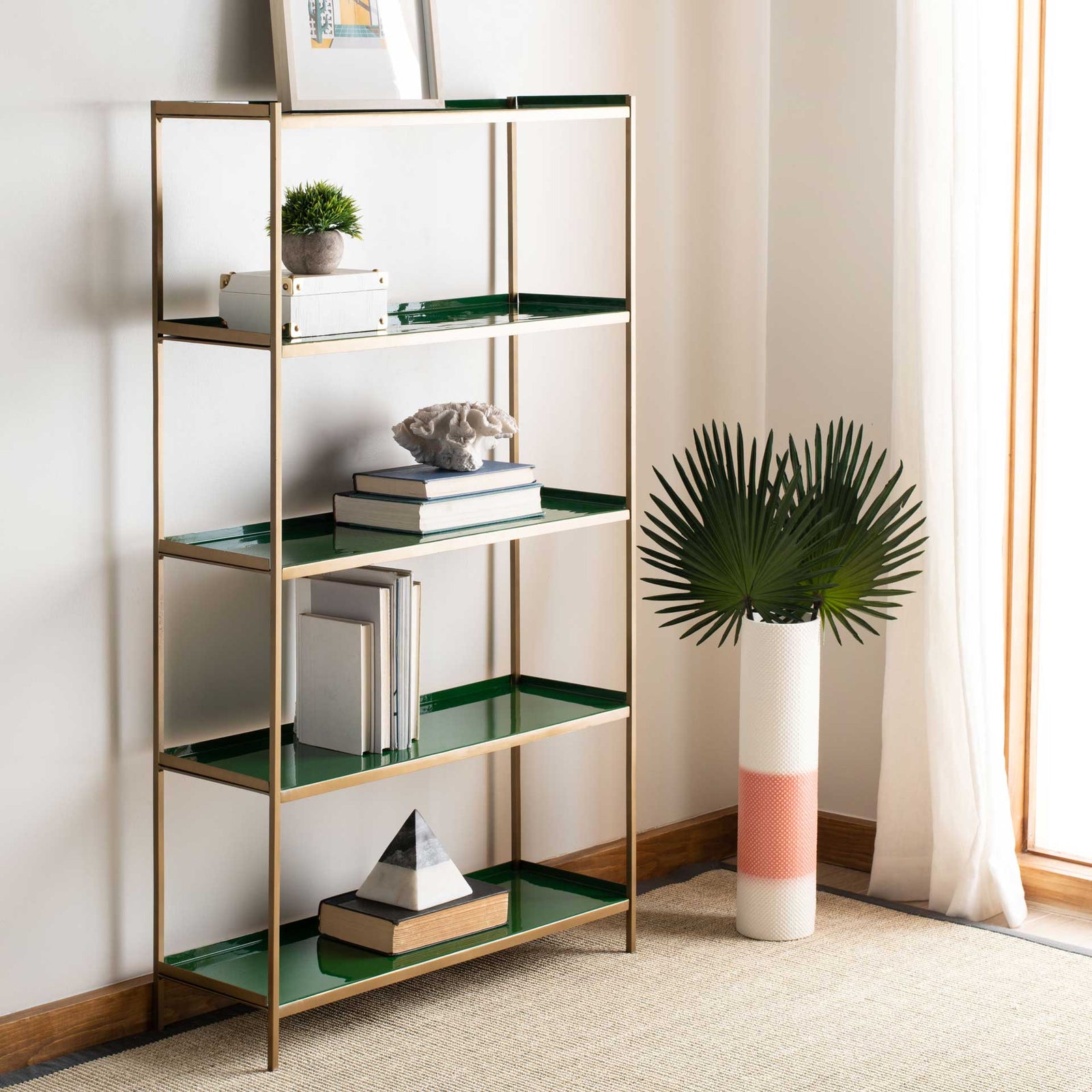 Judson 5 Tier Etagere Green/Brass