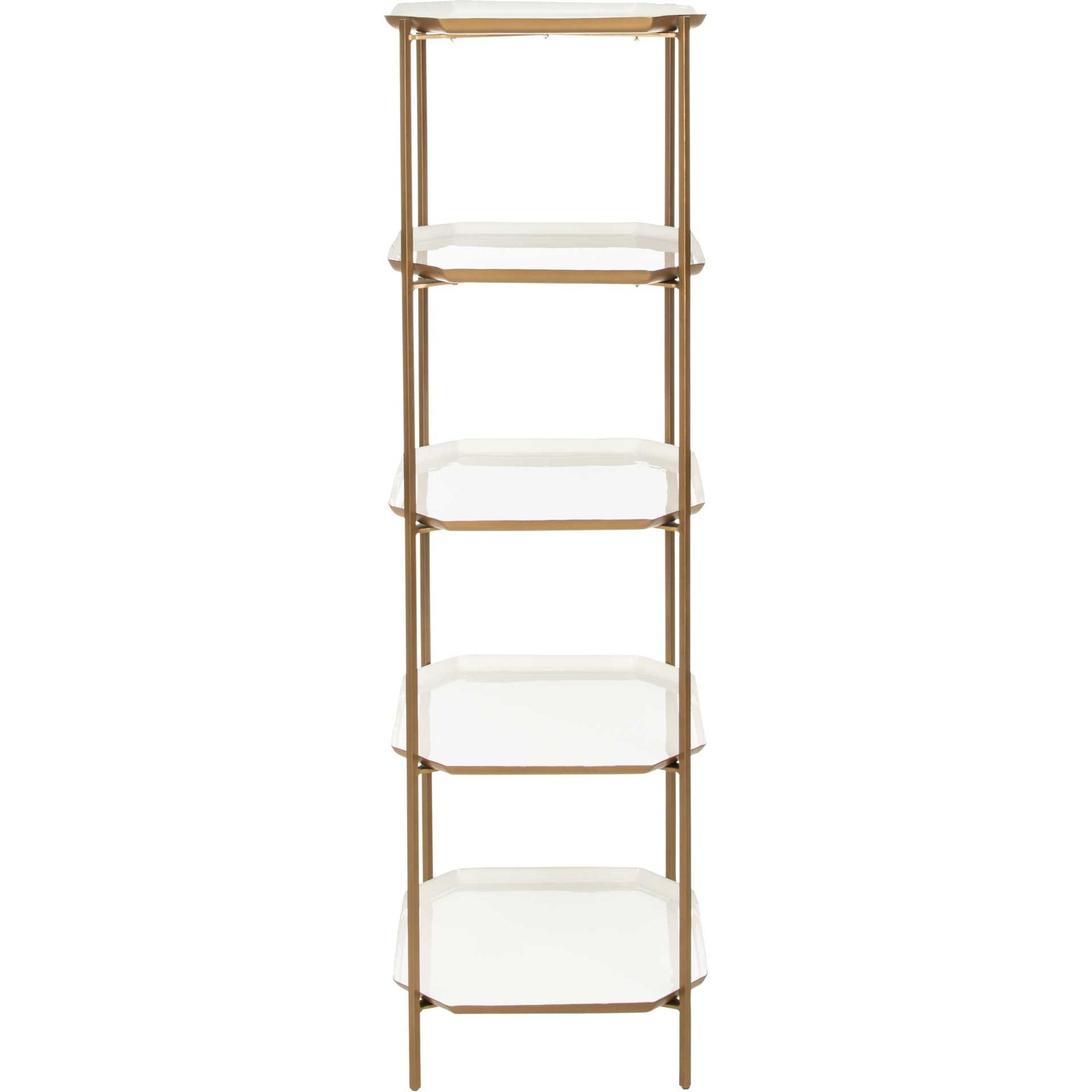 Sybella 5 Tier Etagere White/Brass