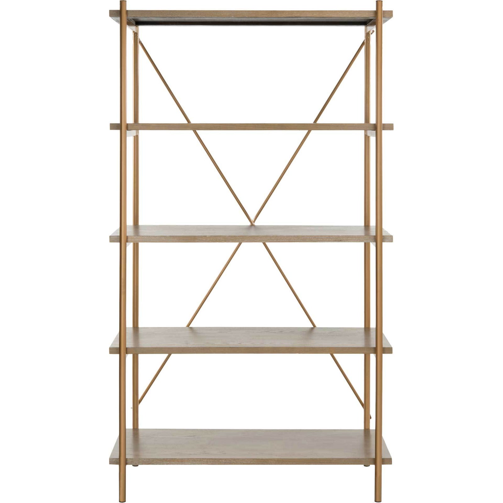 Ridge 5 Tier Etagere Gold Liquid/Rustic Oak