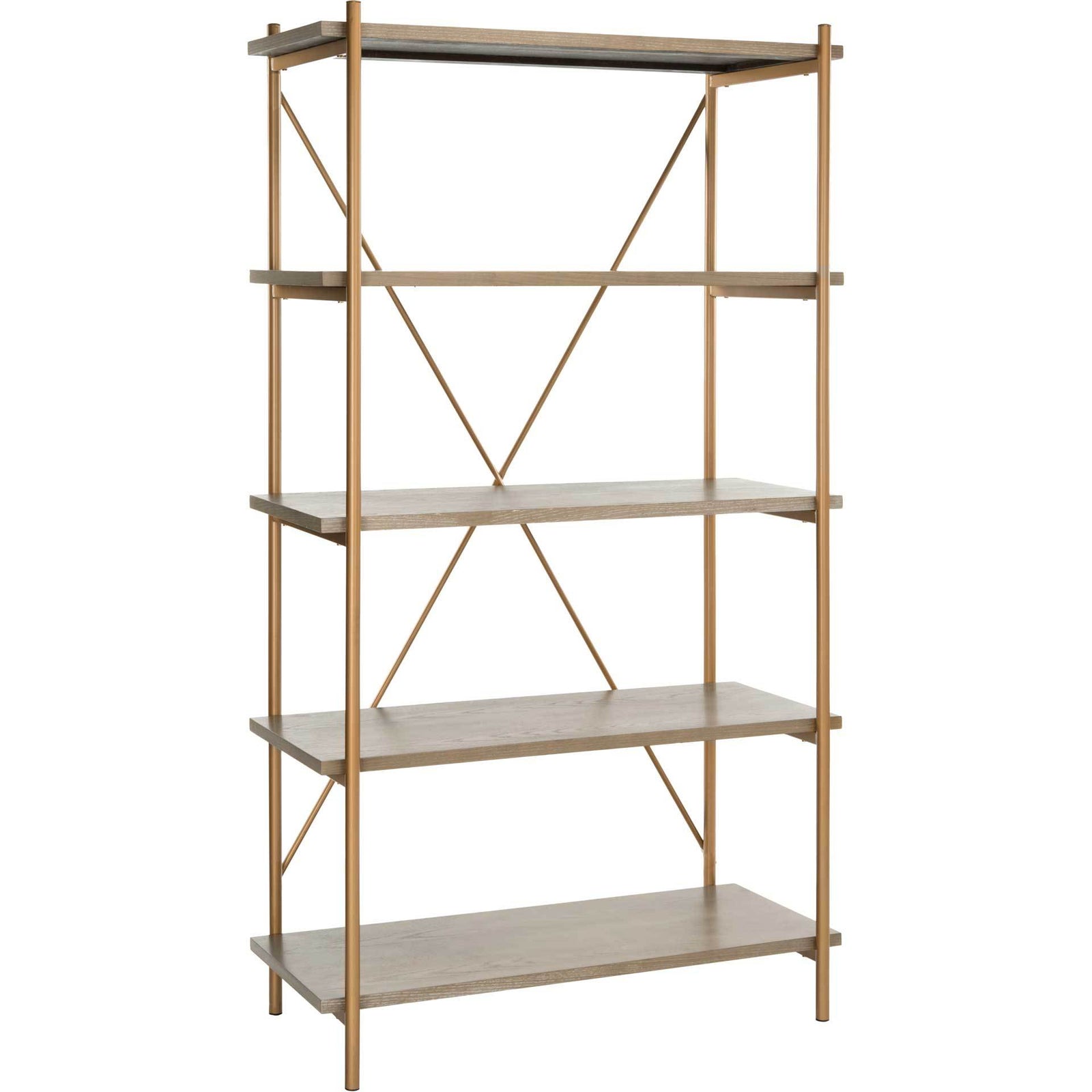 Ridge 5 Tier Etagere Gold Liquid/Rustic Oak