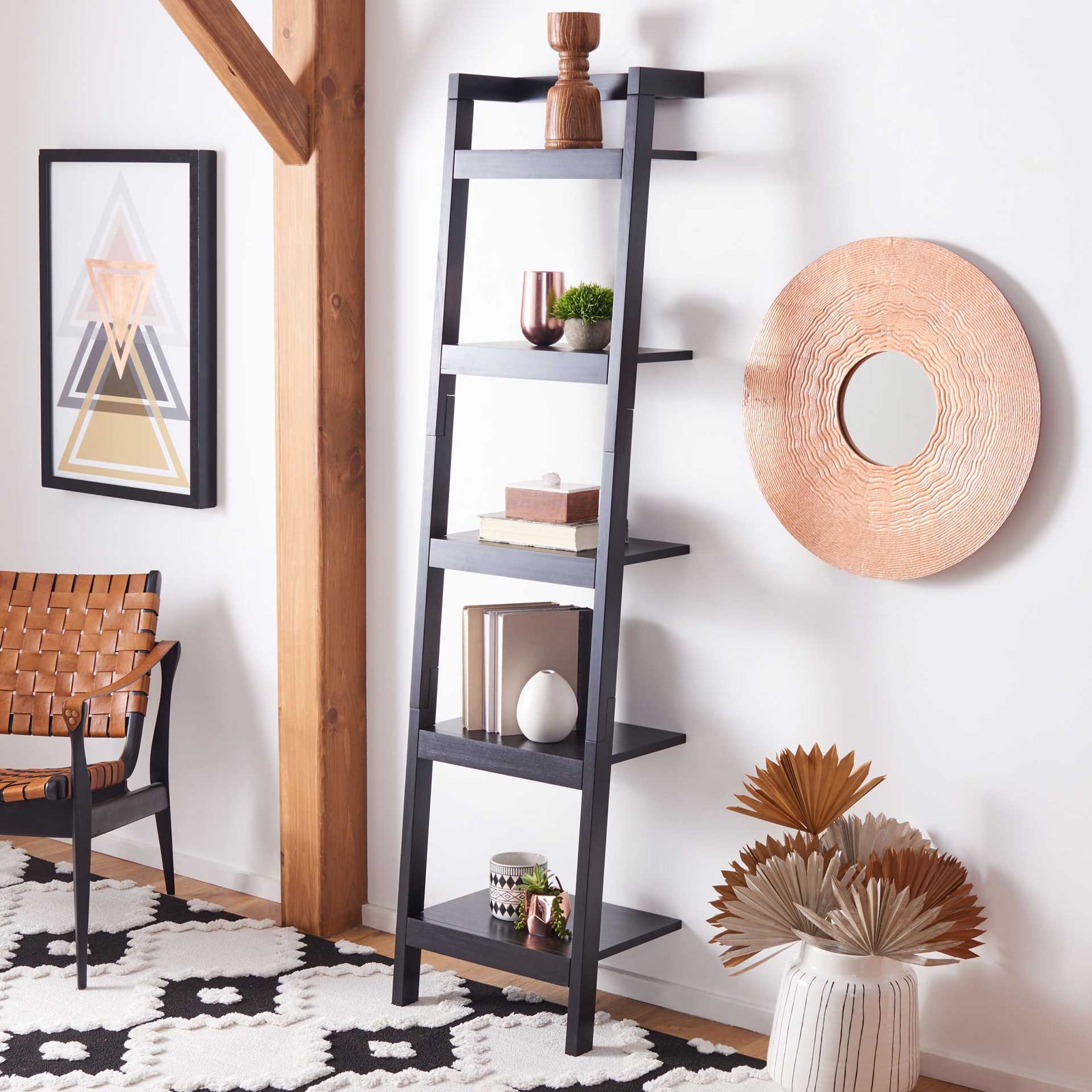Yara 5 Tier Leaning Etagere Black